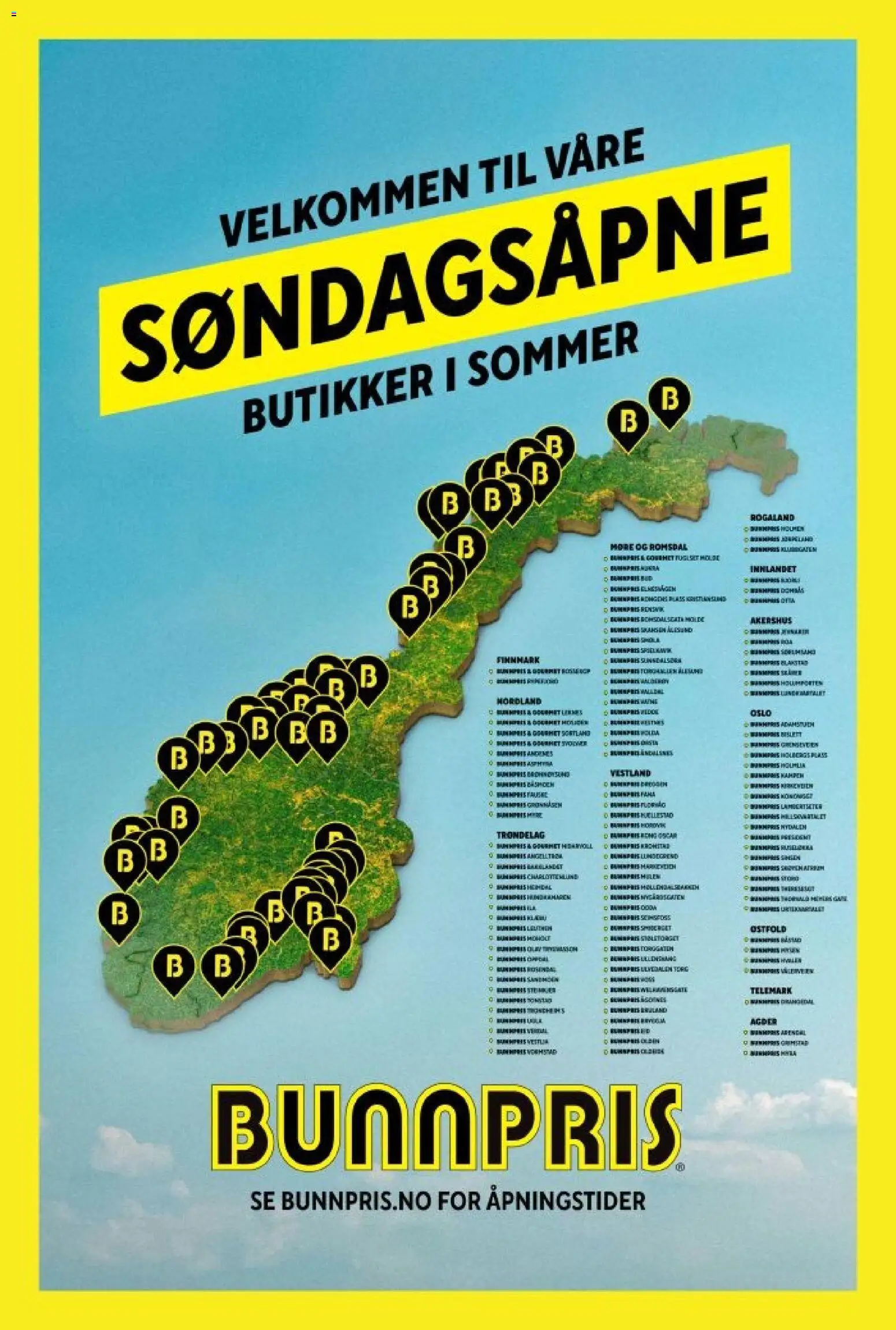 Forhåndsvis Bunnpris Søndagsåpne butikker fra butikk Bunnpris gyldig fra 03/07/2026