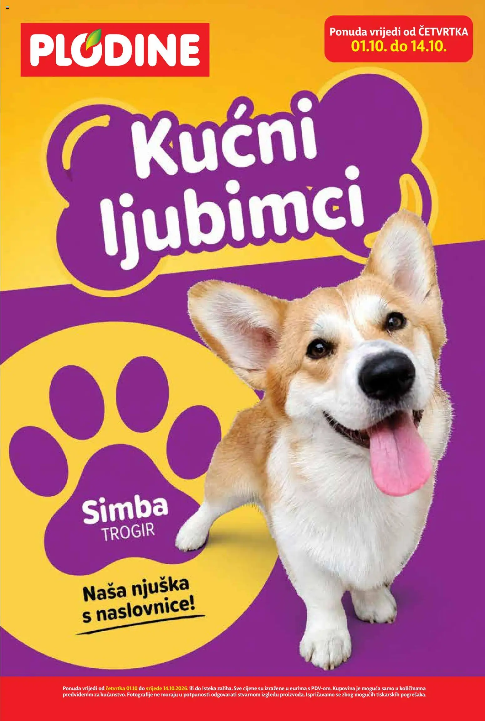 Pregled letka Plodine Katalog kućni ljubimci trgovine Plodine vrijedi od 01.10.2026