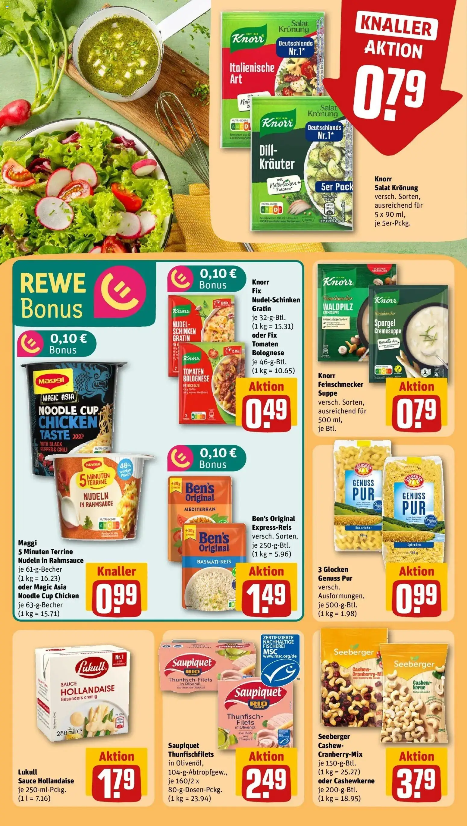 Vorschau von dem Prospekt des Geschäftes Rewe, gültig ab dem 05.04.2026 - Pasta, Salat, Maggi, Thunfisch, Dill, Knorr, Knorr fix, Olivenol