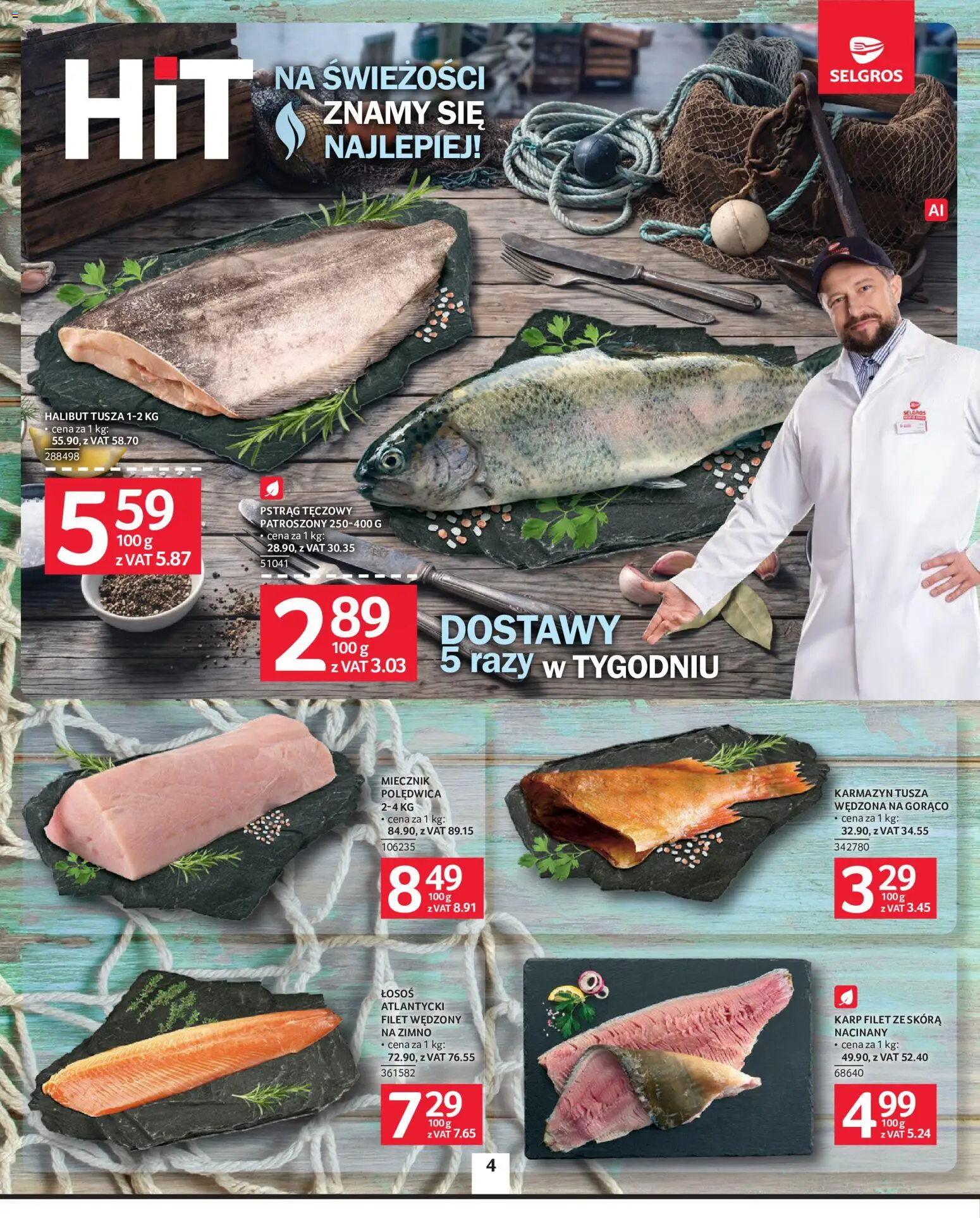 Pogląd gazetki "Selgros cash&carry gazetka" ze sklepu Selgros cash&carry ważnej od 08.10.2026 - Karp, Halibut, Pstrąg, Łosoś, Pstrąg tęczowy, Filet, Łosoś atlantycki