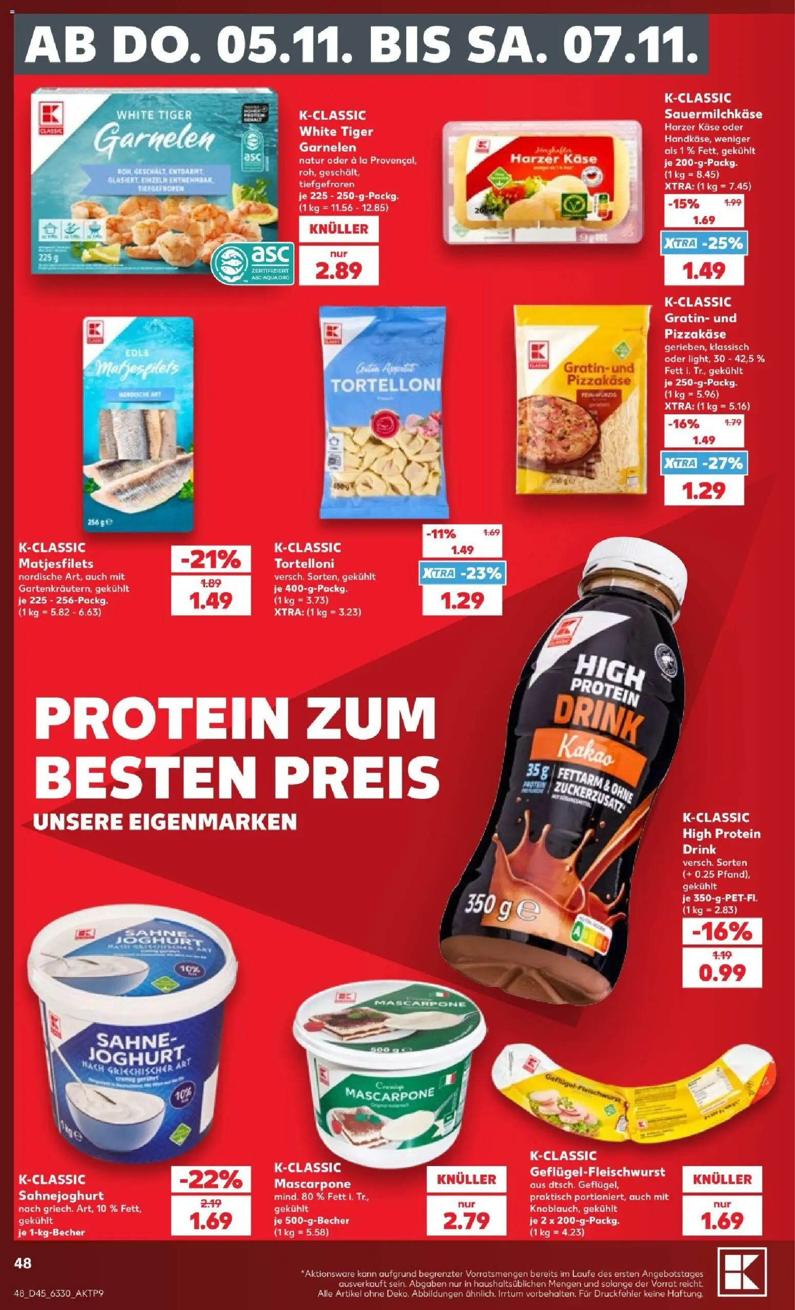 Vorschau von dem Prospekt des Geschäftes Kaufland, gültig ab dem 02.11.2026 - Käse, Mascarpone, Joghurt, Garnelen, Sahne