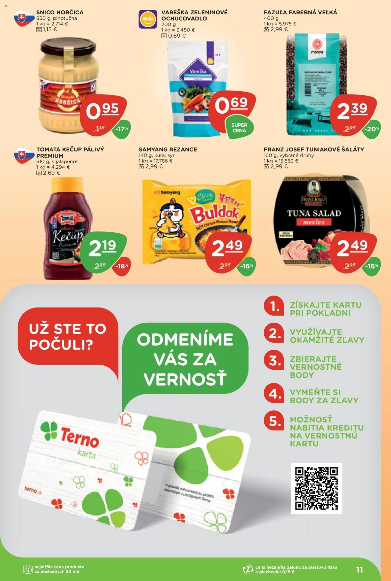 Náhľad Terno letáku platného od 10.09.2026 - Syr, Fazuľa, Horčica, Kečup, Rezance