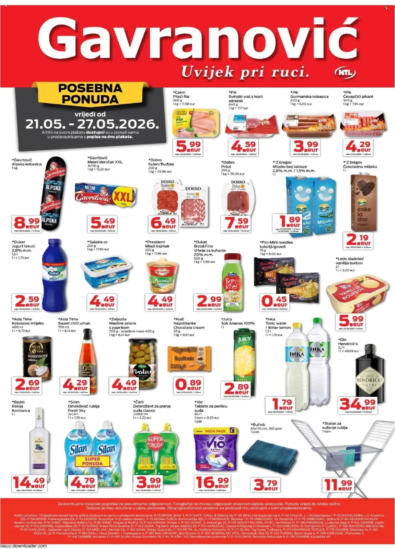 Pregled letka Gavranović Katalog trgovine Gavranović vrijedi od 21.05.2026