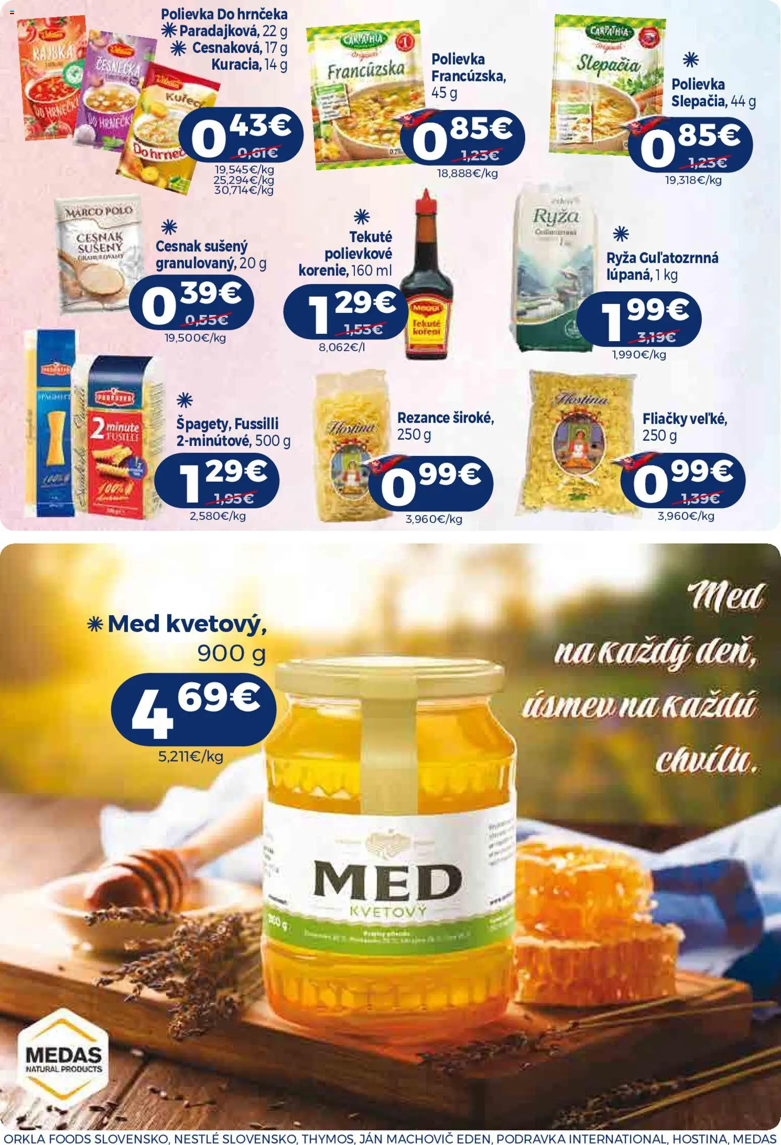 Náhľad Milk Agro letáku platného od 21.10.2026 - Med, Ryža, Cesnak, Rezance