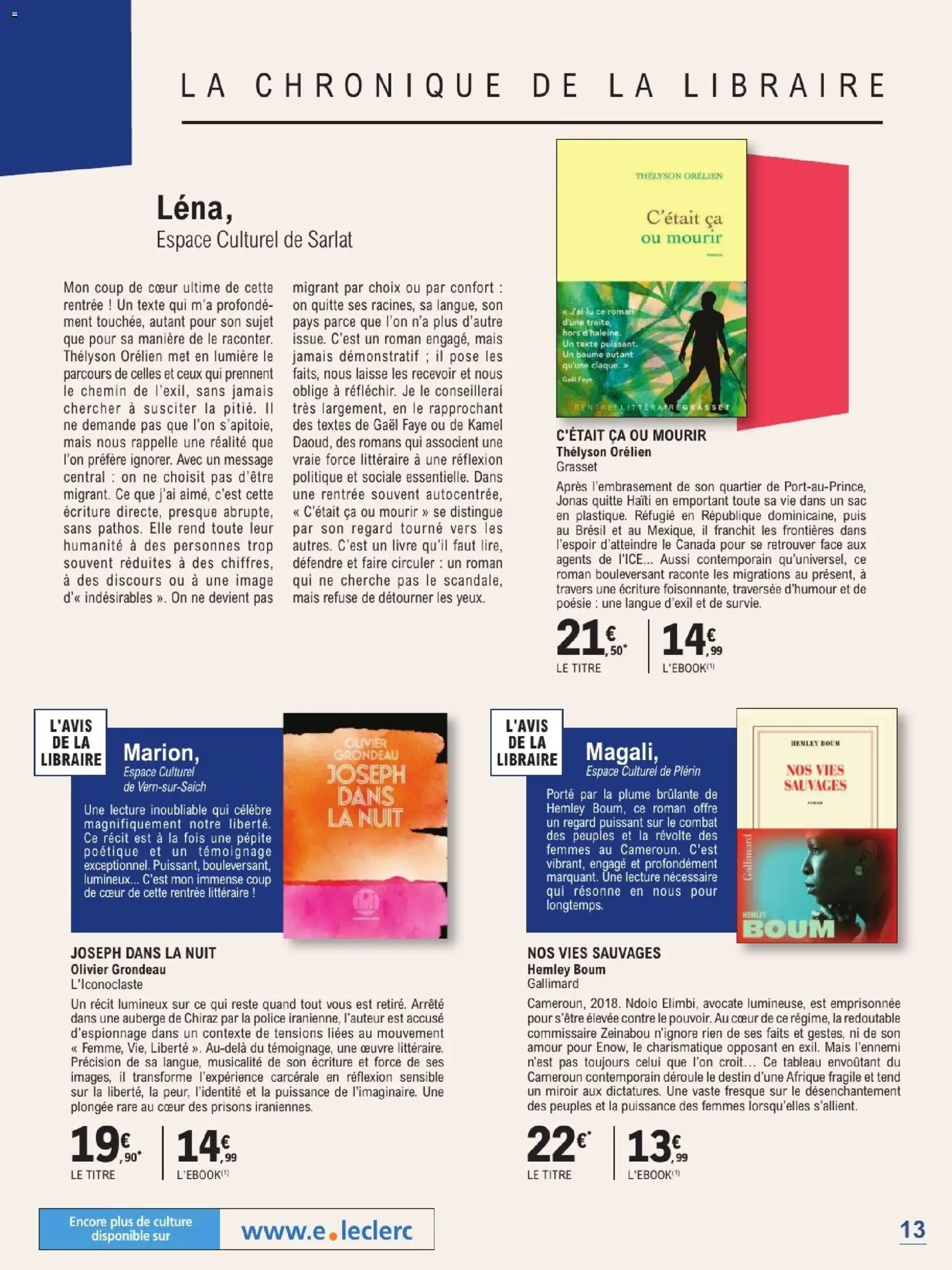 Prévisualisation de E.Leclerc Guide rentree litteraire du magasin E.Leclerc formulaire valide 01/09/2026 - Miroir, Livre, Sac, Tableau, Mais, Porte, Olivier