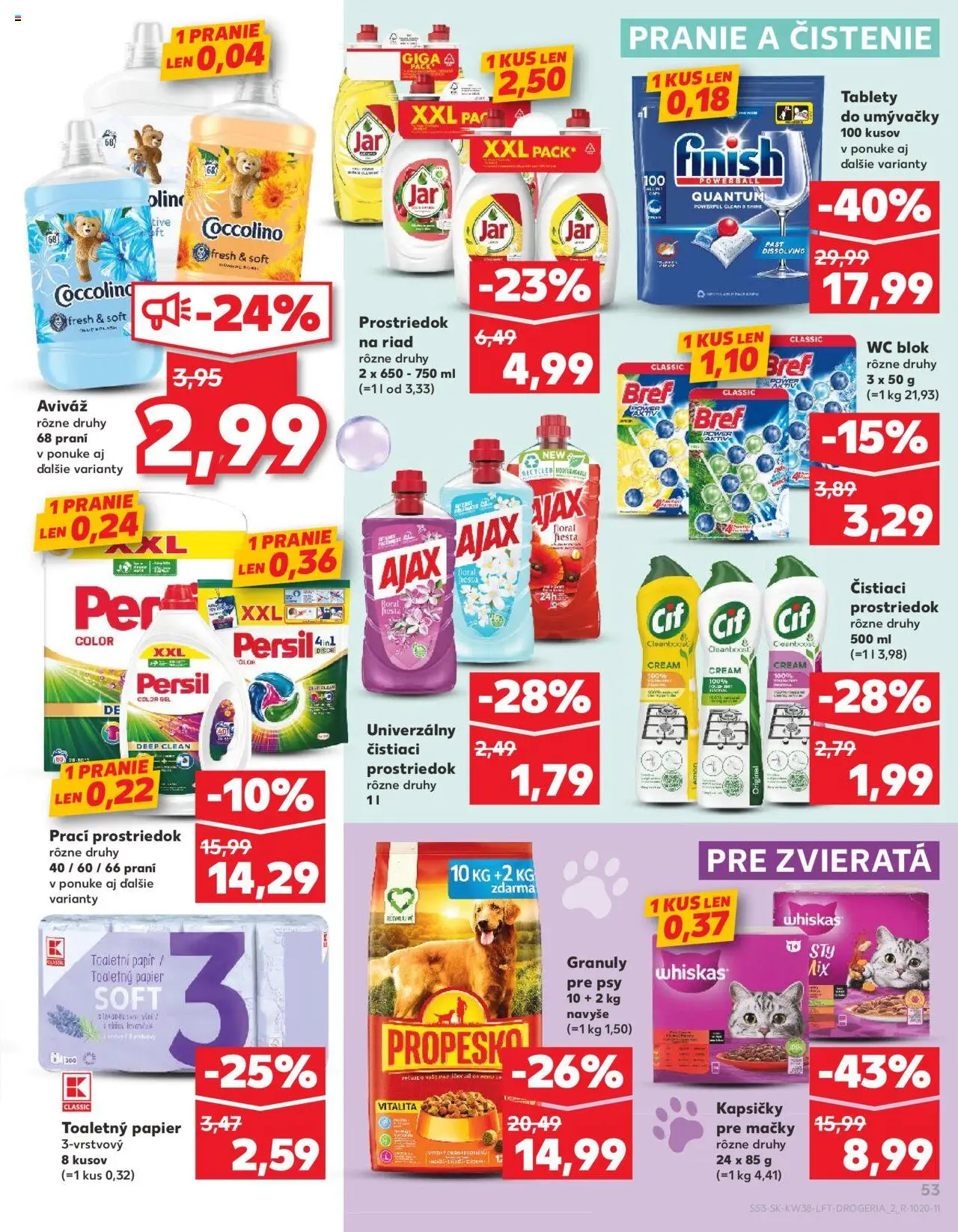 Náhľad Kaufland letáku platného od 18.09.2025 - Wc, Jar, Toaletný papier, Persil, Kapsičky pre mačky, Cif, Aviváž, Čistiaci prostriedok