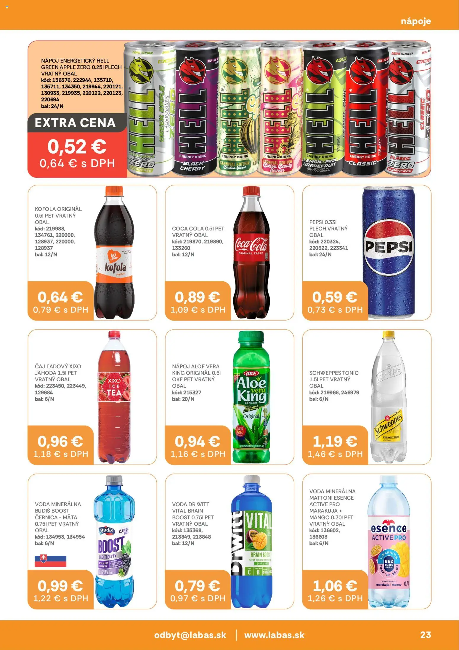 Náhľad Labaš letáku platného od 09.10.2026 - Mango, Voda, Tonic, Mattoni, Grapefruit, Cola, Minerálna voda, Schweppes Tonic