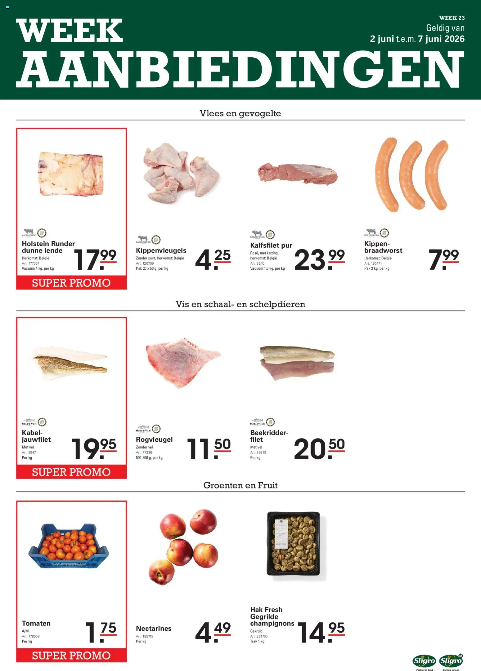 Voorbeeld van Sligro Folder van winkel Sligro geldig vanaf 02/06/2026 - Vis, Groenten, Nectarines, Champignons, Kabel, Schaal, Filet, Gevogelte