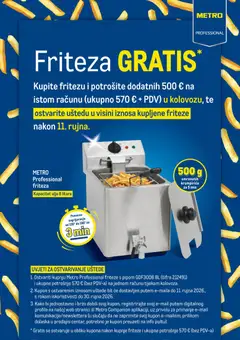 Pregled letka Metro Friteza gratis trgovine Metro vrijedi od 03.08.2026