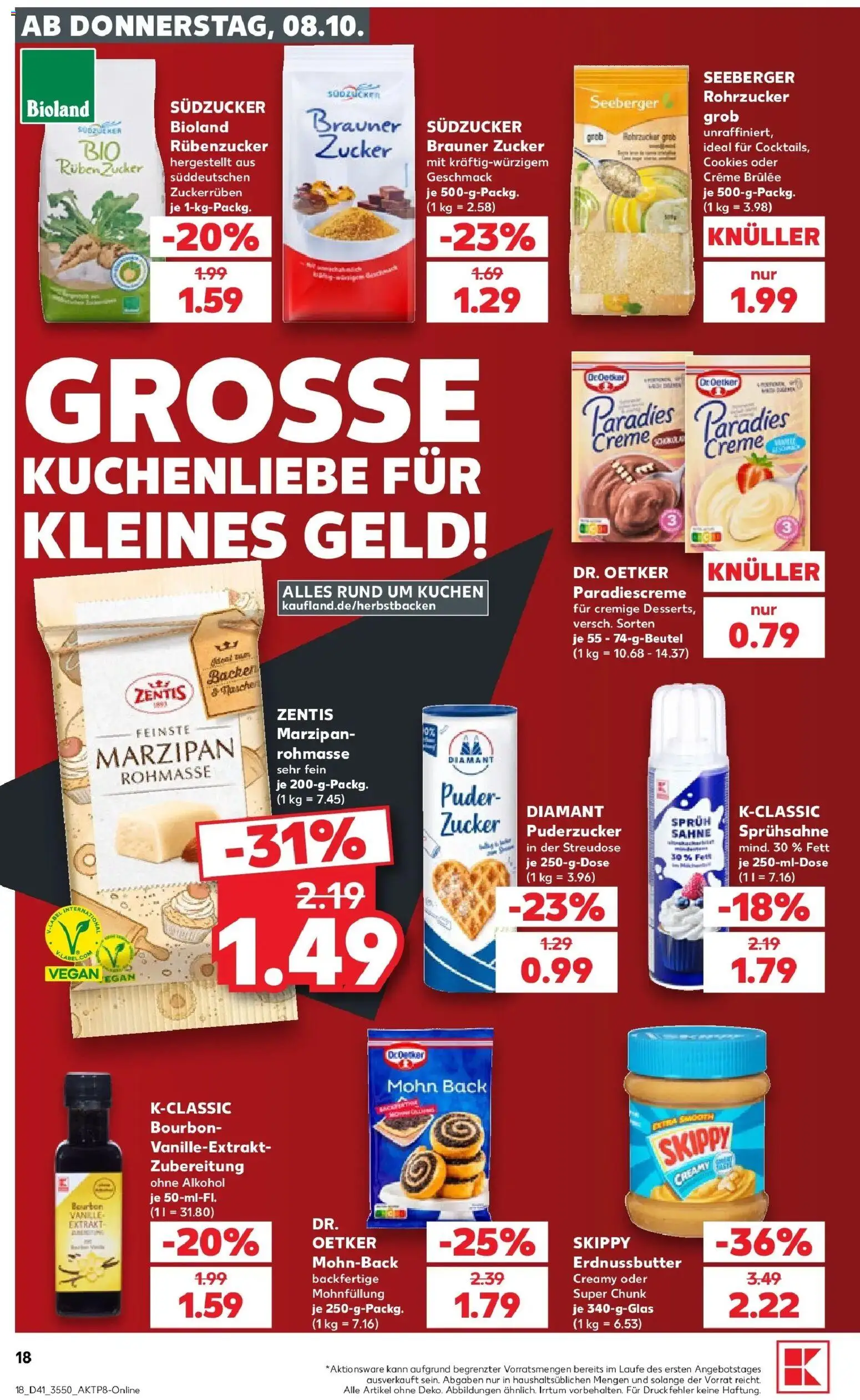 Vorschau von dem Prospekt des Geschäftes Kaufland, gültig ab dem 08.10.2026 - Kuchen, Creme brulee, Alkohol, Taschen, Zucker, Creme, Bourbon, Puder