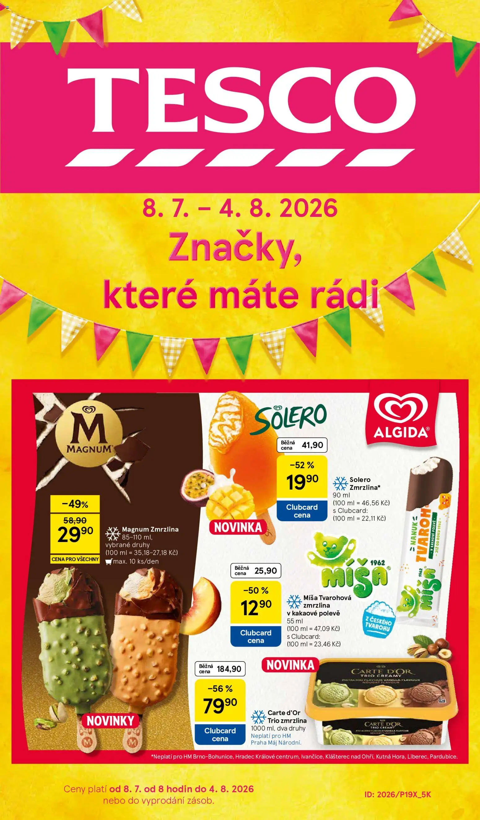 Náhled nabídky: Tesco Tesco katalog platný od 08.07.2026 - Zmrzlina, Tvaroh, Magnum, Nanuk, Magnum zmrzlina, Carte d'or