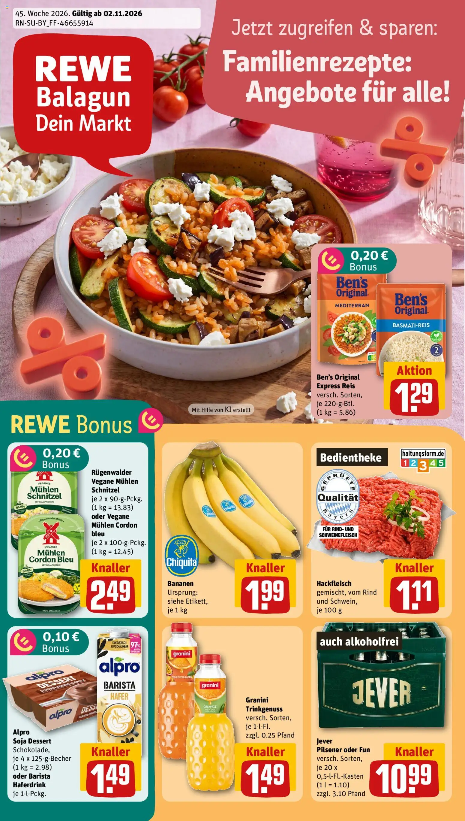 Voorbeeld van Rewe DE - DE Folder van winkel Rewe DE geldig vanaf 02-11-2026 - Schnitzel, Dessert, Bananen