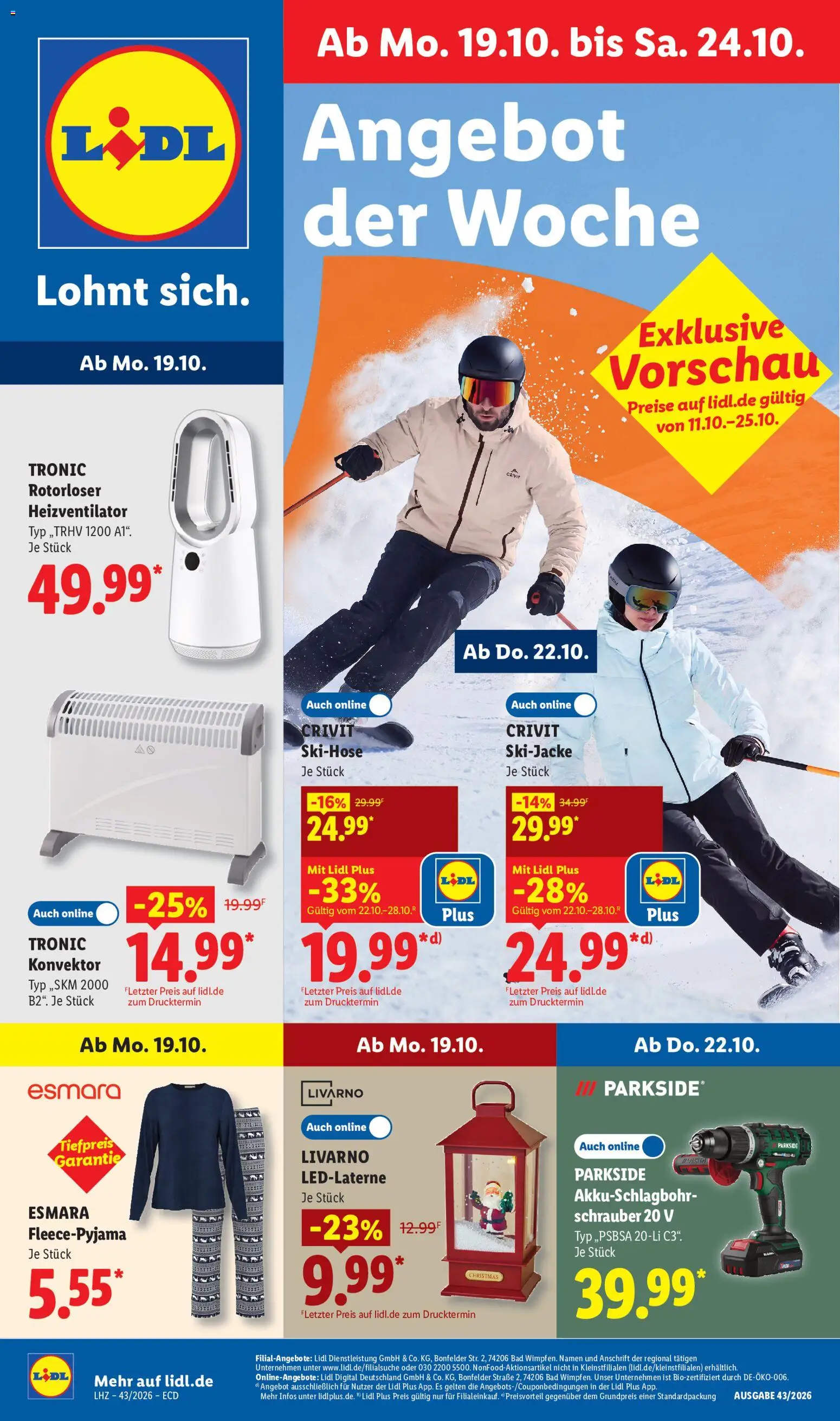 Vorschau von dem Prospekt des Geschäftes Lidl, gültig ab dem 19.10.2026