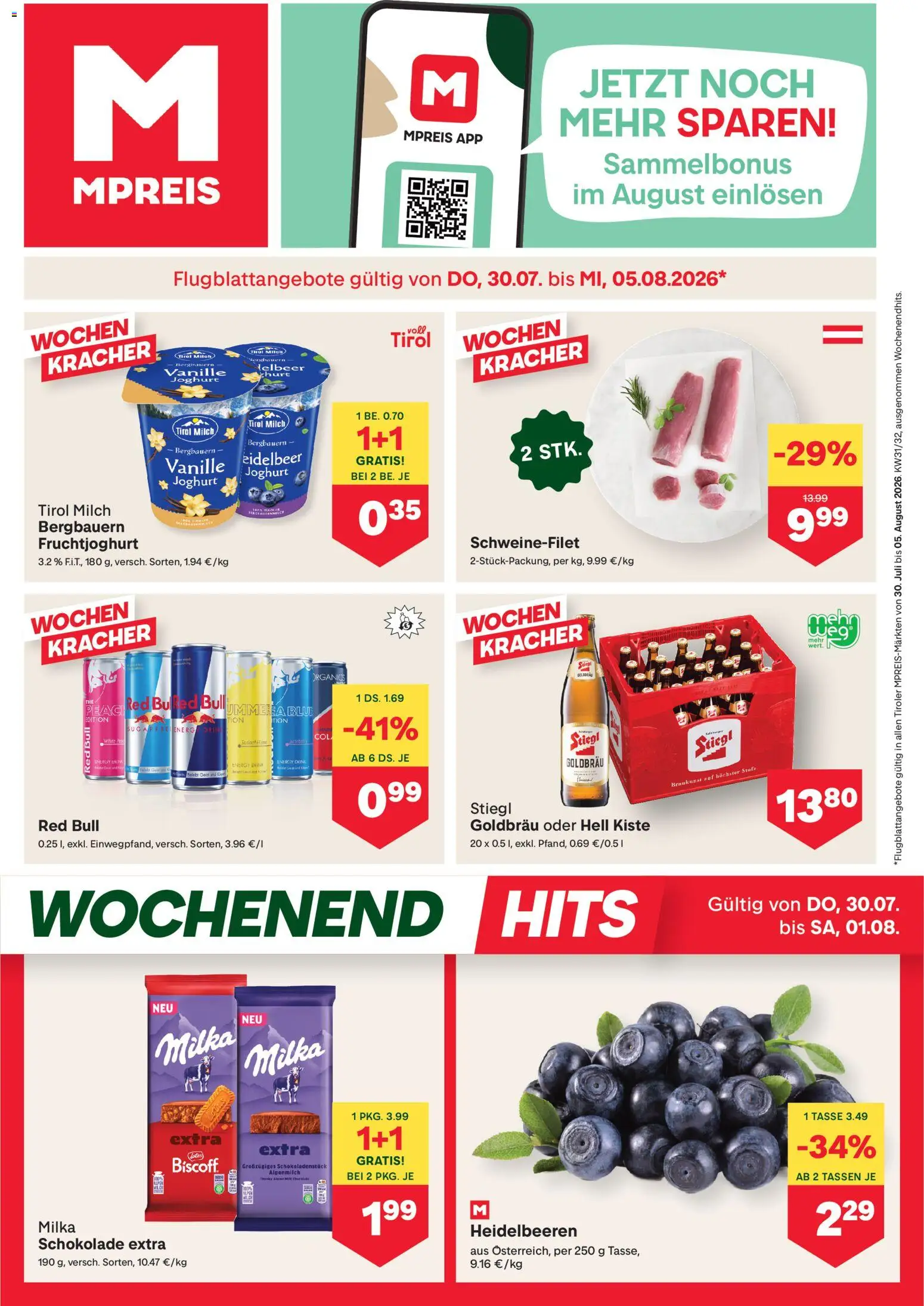 Vorschau der Angebote: MPREIS MPREIS Flugblatt gültig ab 30.07.2026 - Schokolade, Milch, Joghurt, Vanille