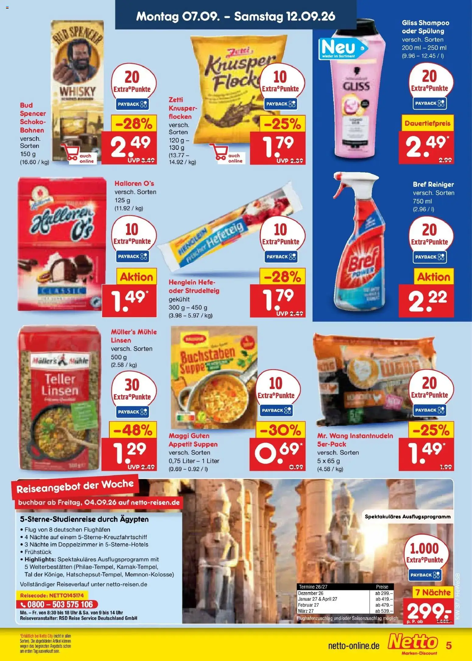 Vorschau von dem Prospekt des Geschäftes Netto Marken-Discount, gültig ab dem 07.09.2026 - Uhr, Whisky, Maggi, Shampoo, Mühle, Flocken, Spülung