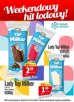 Pogląd gazetki "Prim Market promocja - Lody Top Milker Koral" ze sklepu Prim Market ważnej od 22.05.2026