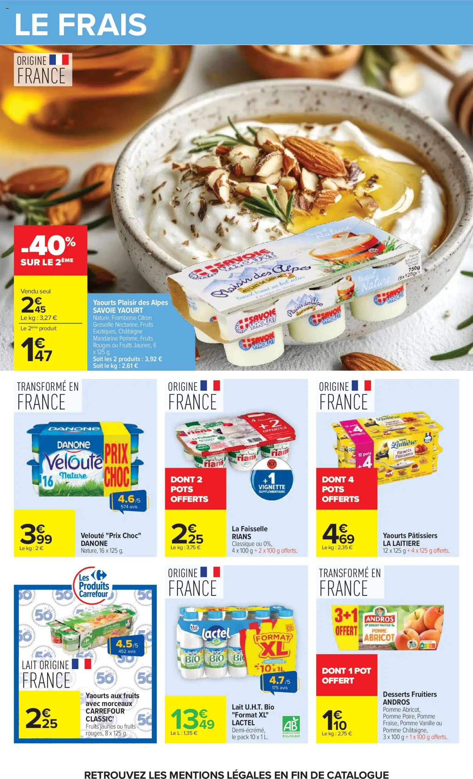 Prévisualisation de Carrefour catalogue du magasin Carrefour formulaire valide 20/10/2026 - Fruits, Pomme, Lait, Châtaigne, Citron, Framboise, Groseille, Yaourts