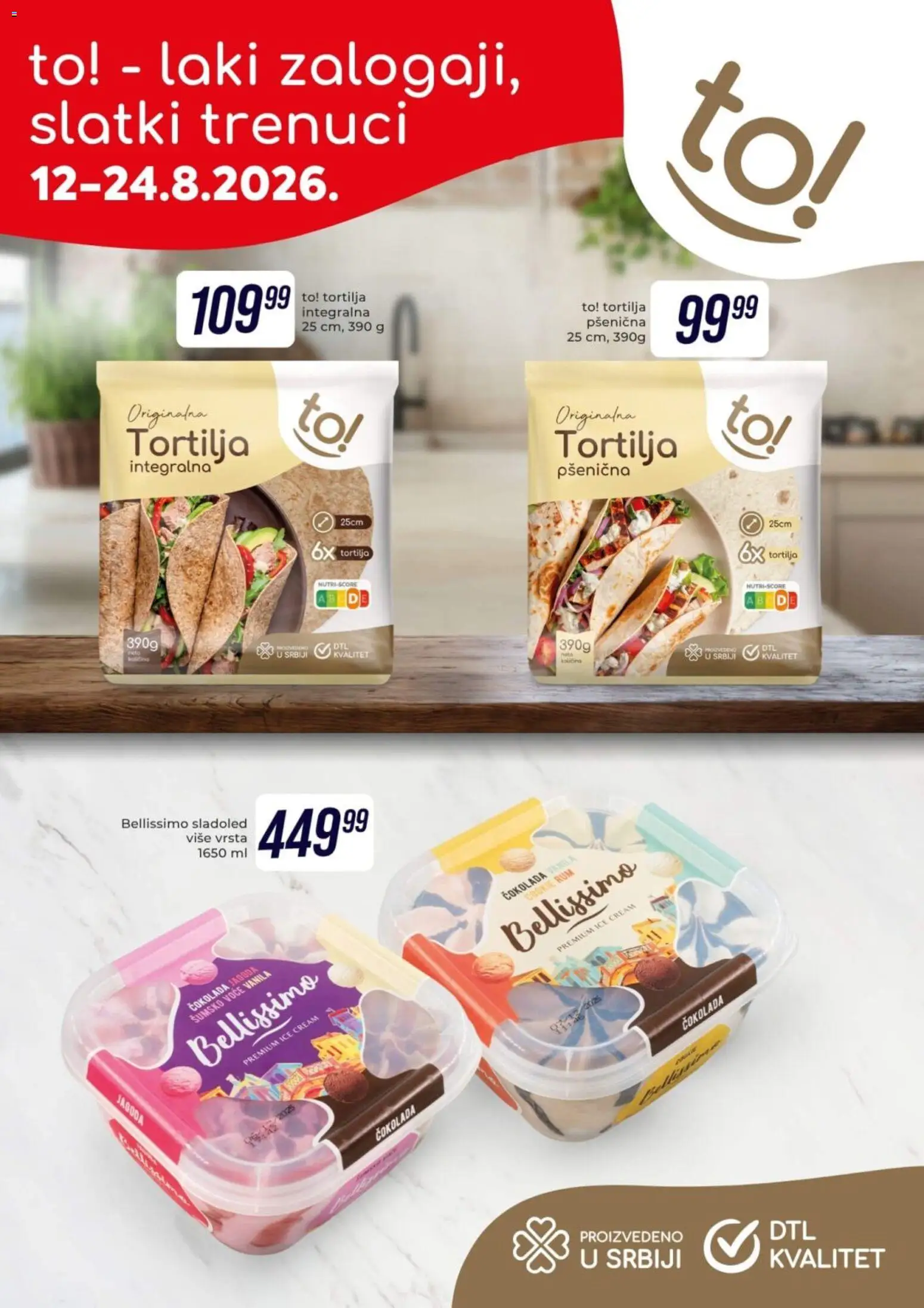 Pregled Tekijanka kataloga - važi od 12.08.2026 - Sladoled, Čokolada, Tortilja, Rum, Jagoda, Vanila, Voće, Šumsko voće