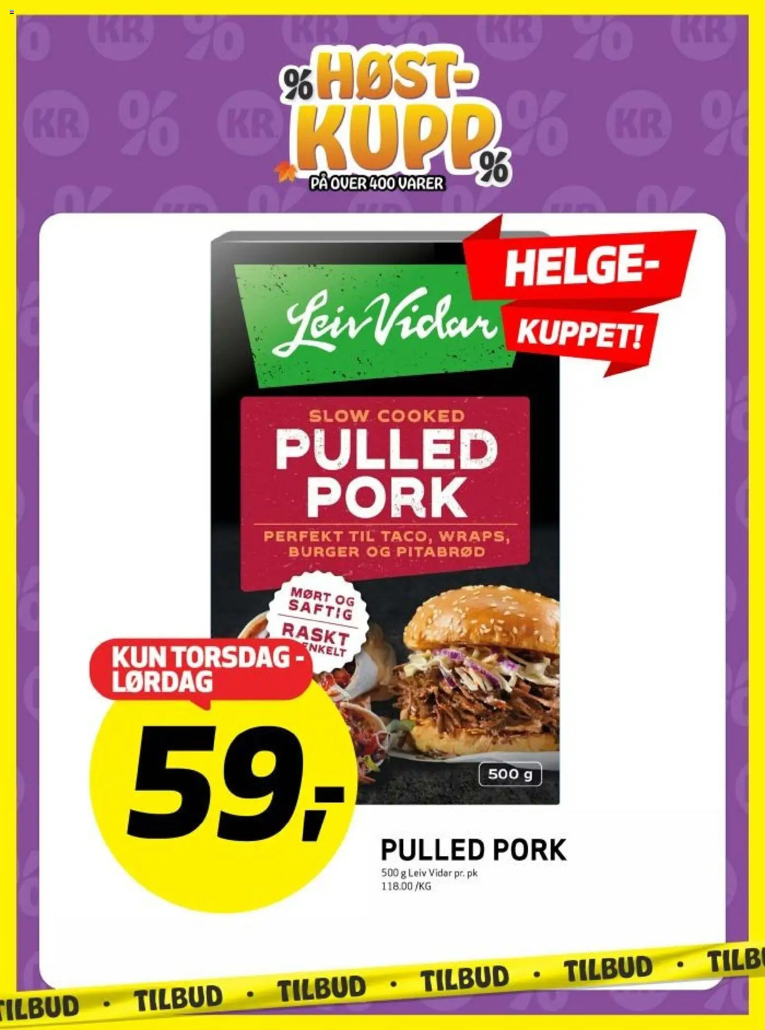 Forhåndsvis Bunnpris kundeavis hŏst-kupp fra butikk Bunnpris gyldig fra 01/10/2026 - Pulled pork, Pitabrød