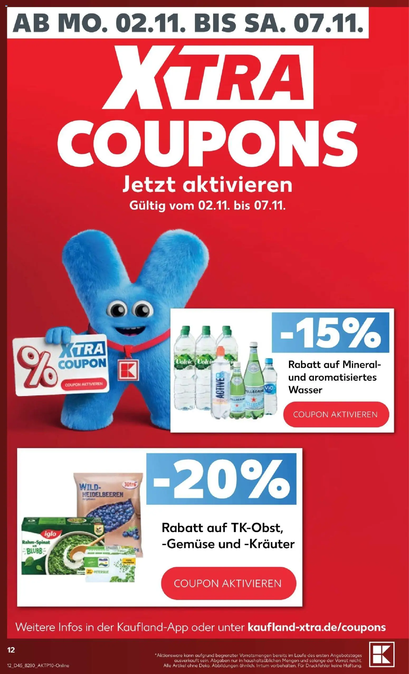 Vorschau von dem Prospekt des Geschäftes Kaufland, gültig ab dem 02.11.2026 - Wasser, Gemüse, Heidelbeeren, Volvic, Iglo