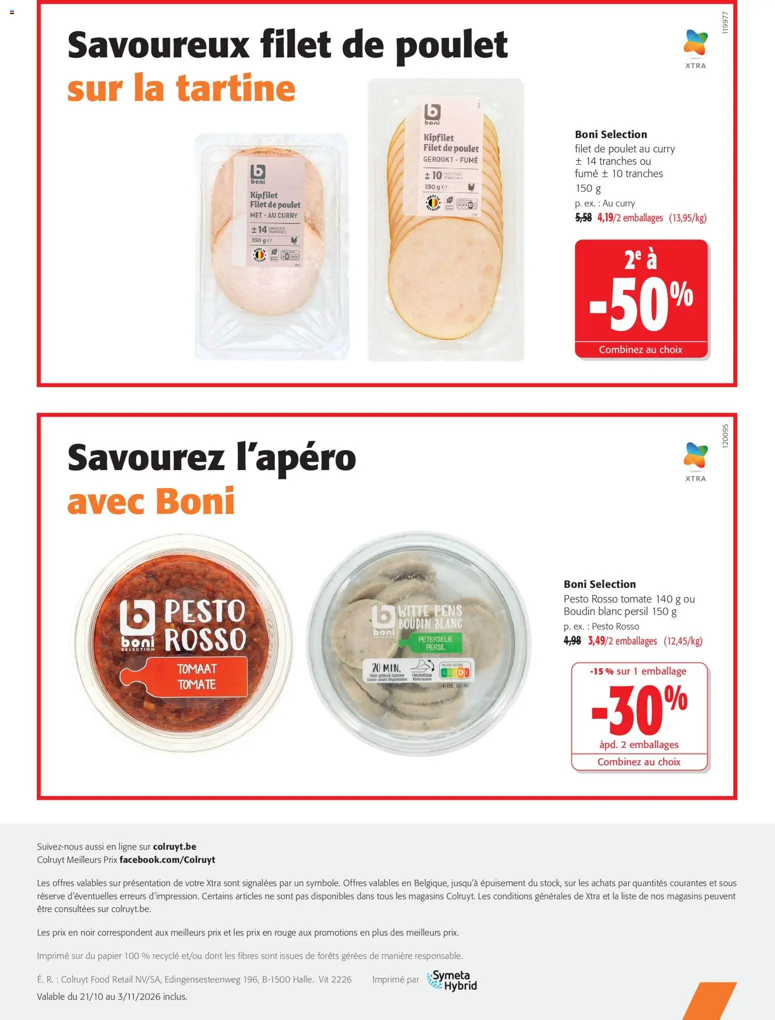Prévisualisation de Colruyt Toutes les offres du magasin Colruyt formulaire valide 21/10/2026 - Poulet, Persil, Tomate, Pesto, Curry, Boudin