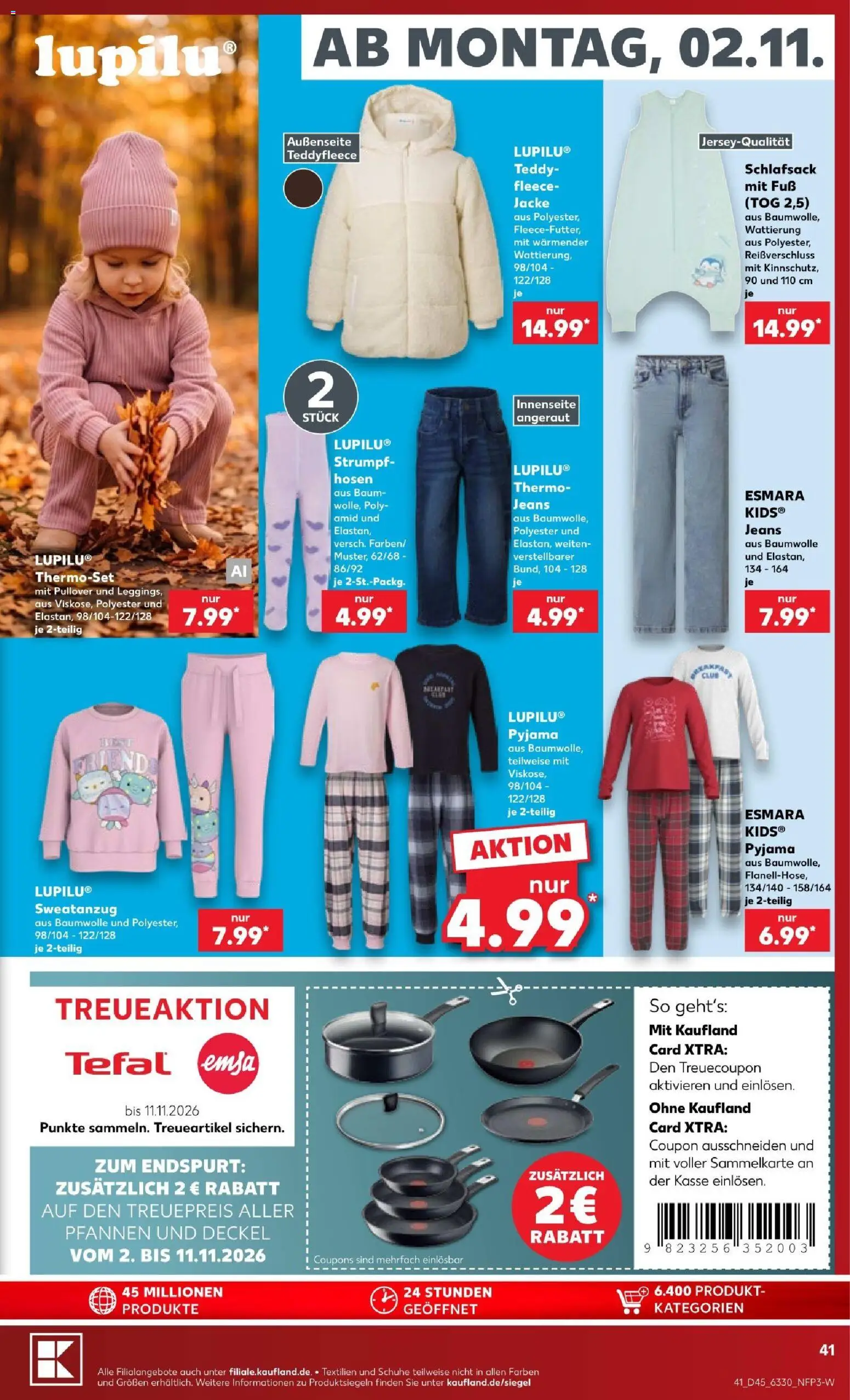 Vorschau von dem Prospekt des Geschäftes Kaufland, gültig ab dem 02.11.2026 - Jeans, Pullover, Pyjama, Jacke, Schlafsack