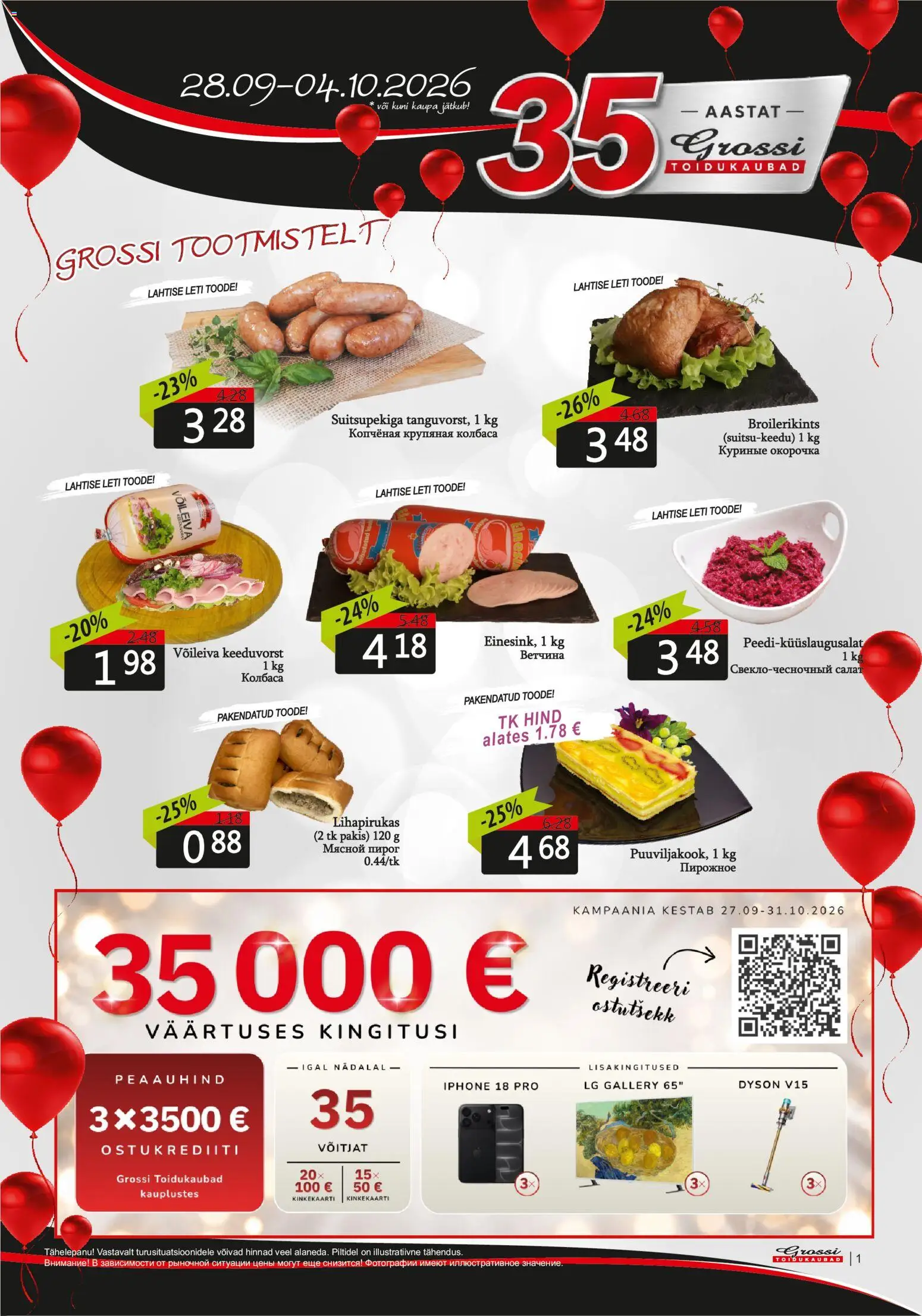 Grossi Toidukaubad kliendilehe eelvaade alates 28.09.2026