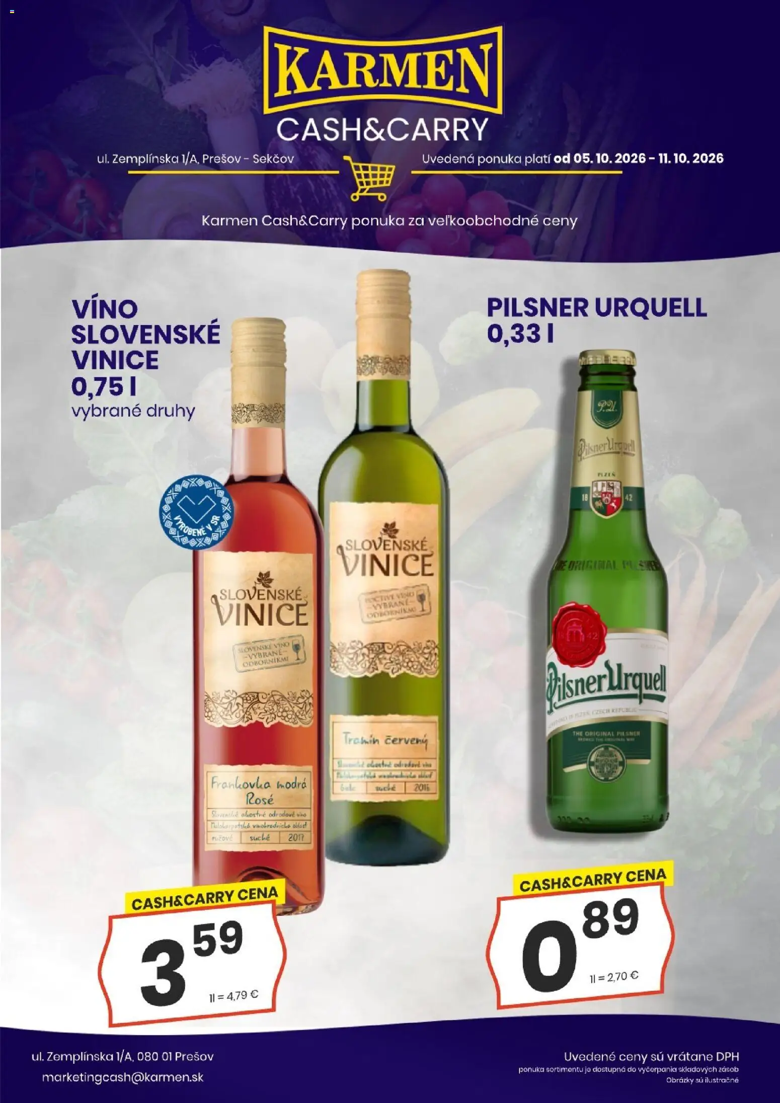 Náhľad KARMEN CBA letáku platného od 05.10.2026 - Víno, Pilsner Urquell