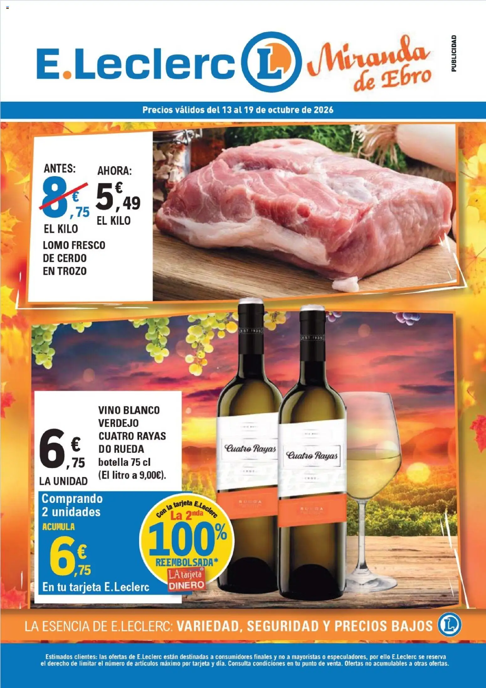 Vista previa del folleto de la tienda E.Leclerc válido desde el 13/10/2026 - Vino, Cerdo, Lomo, Vino blanco