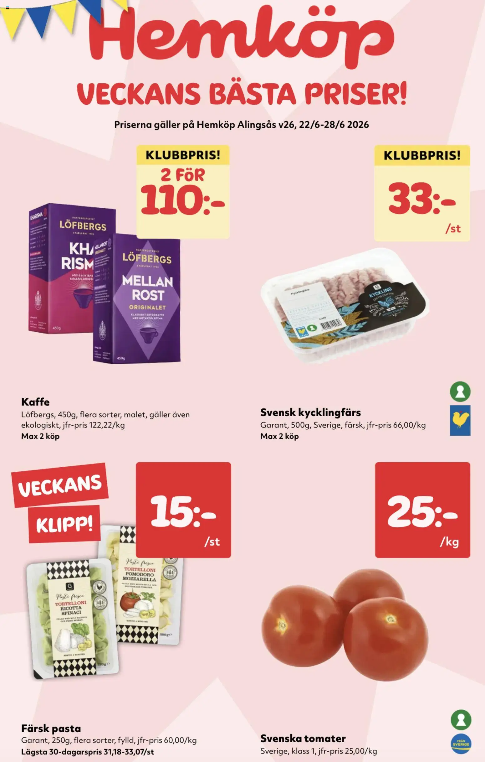 Förhandsgranska reklamblad Hemköp erbjudanden från butik Hemköp gäller från 22/06/2026