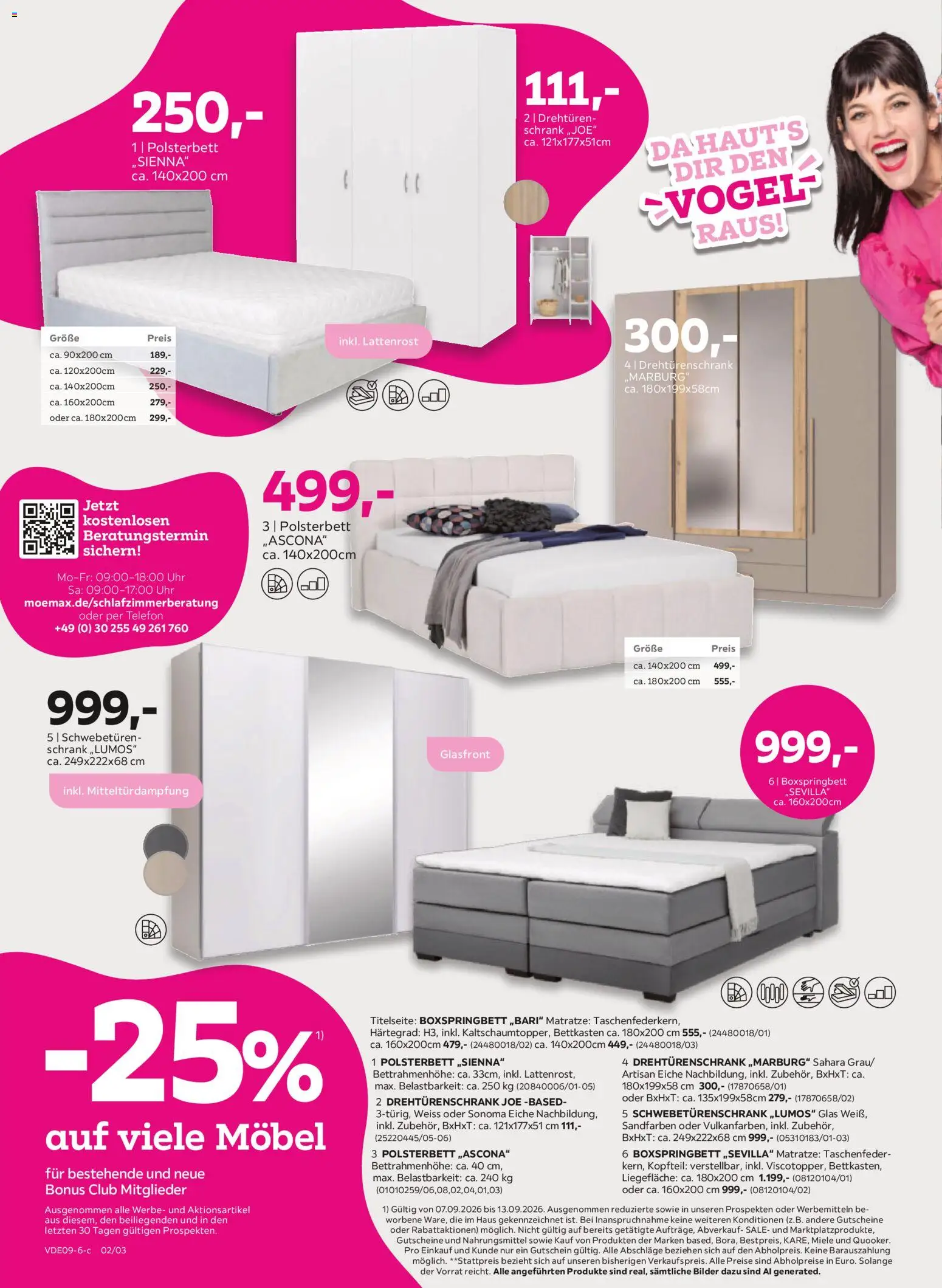 Vorschau von dem Prospekt des Geschäftes Mömax, gültig ab dem 07.09.2026 - Telefon, Boxspringbett, Miele, Schrank, Lattenrost, Polsterbett, Schwebetürenschrank, Drehtürenschrank