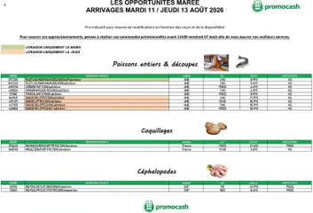 Prévisualisation de Promocash Opportunités Marée du magasin Promocash formulaire valide 11/08/2026