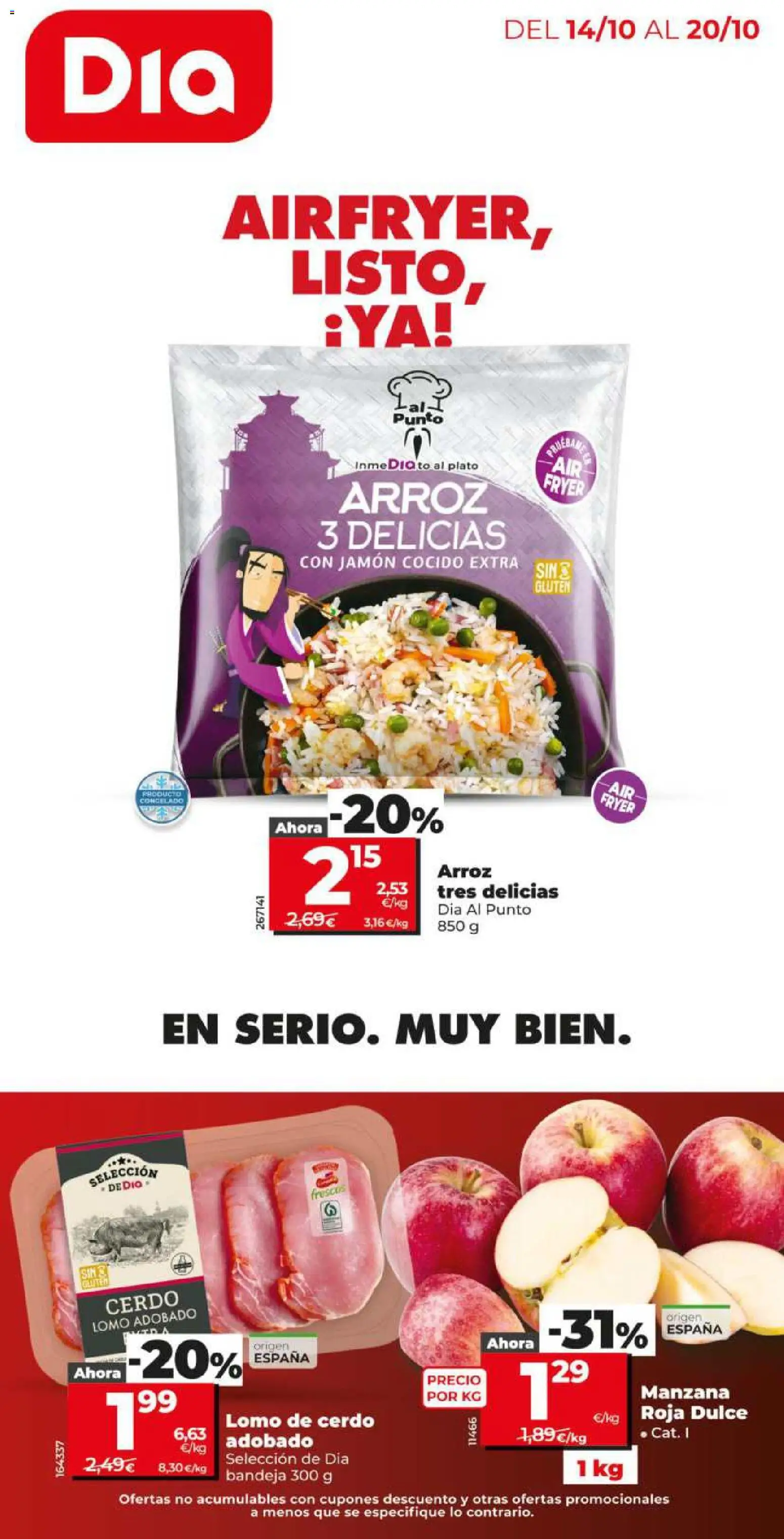 Vista previa del folleto de la tienda Dia válido desde el 14/10/2026 - Apple, Arroz, Jamón, Cerdo, Manzana, Dulce, Lomo de cerdo, Bandeja