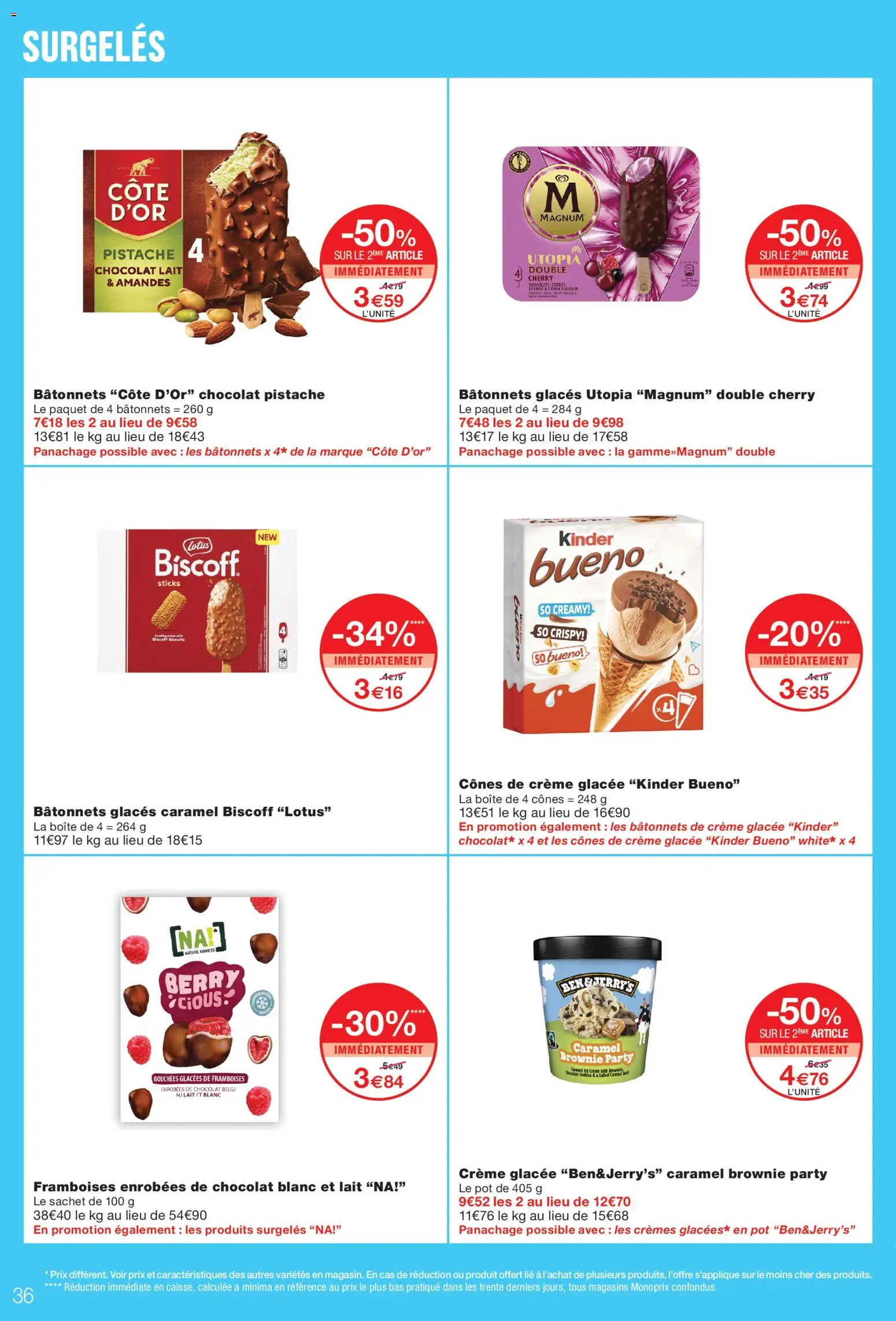 Prévisualisation de Monoprix catalogue du magasin Monoprix formulaire valide 08/09/2026 - Chocolat, Brownies, Lotus, Glaces, Crème, Biscuits, Chocolat blanc, Cônes