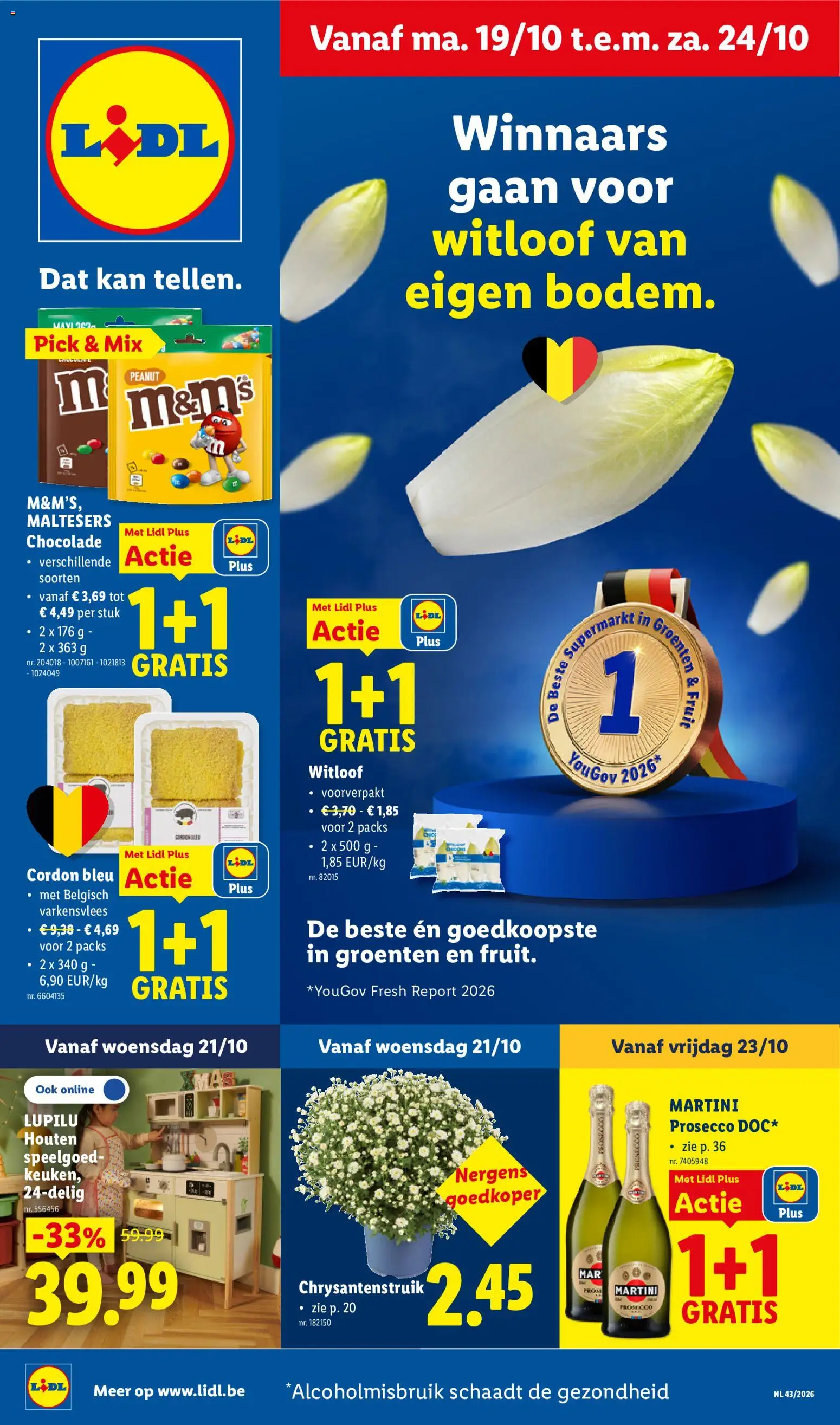 Voorbeeld van Lidl Folder week Folder week 43 van winkel Lidl geldig vanaf 19/10/2026 - Fruit, Prosecco, Chocolade, Groenten, Martini, Kan, Varkensvlees, Martini Prosecco