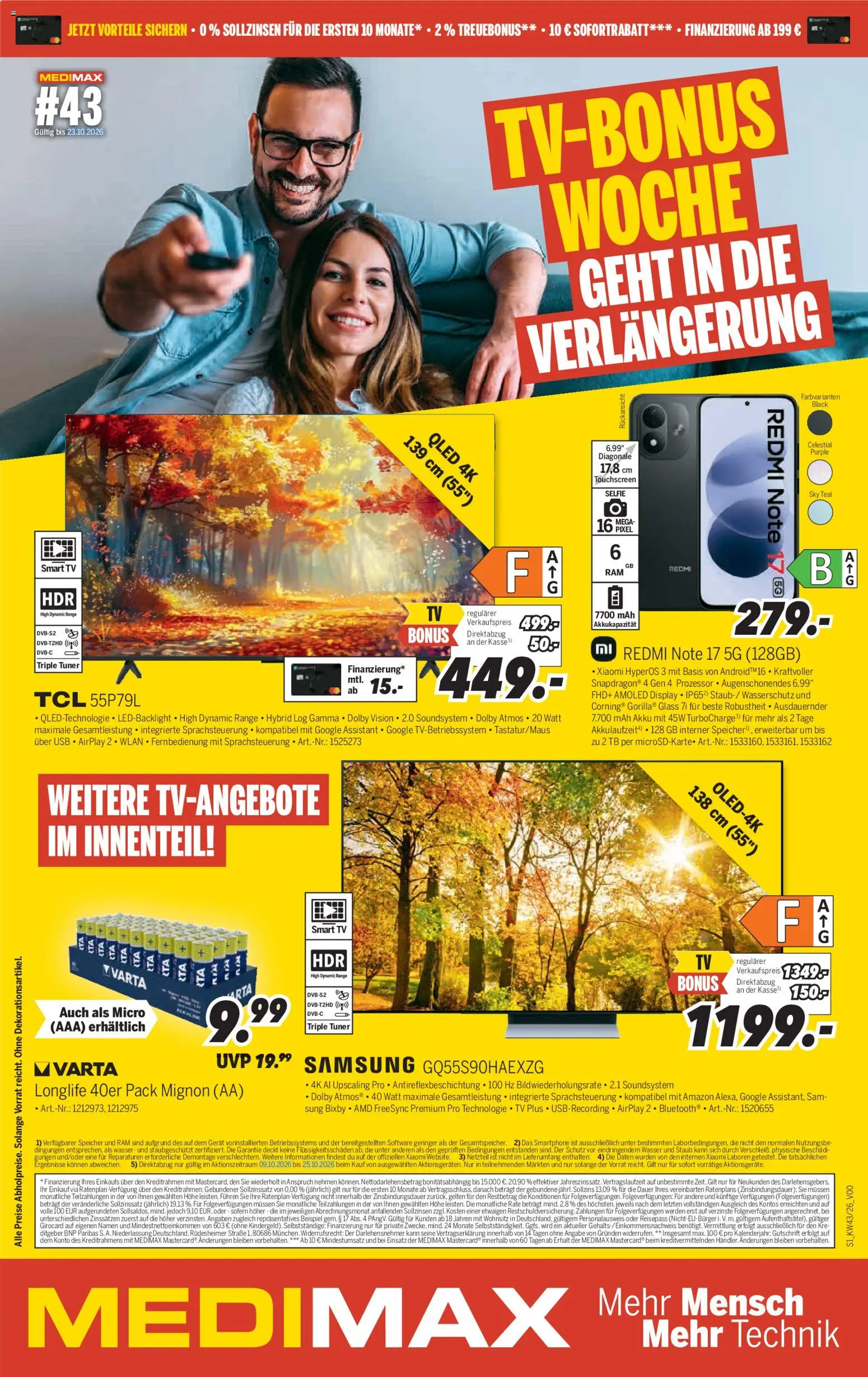 Vorschau von dem Prospekt des Geschäftes Medimax, gültig ab dem 17.10.2026 - Samsung, Xiaomi, TV, Wasser, USB, Netzteil, Soundsystem, Smartphone