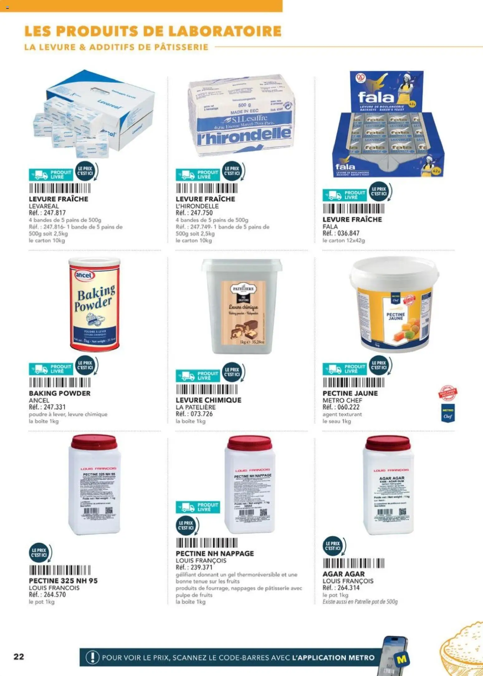 Prévisualisation de Boulangers Pâtissiers du magasin METRO formulaire valide 30/04/2026 - Livre, Fruits, Agar Agar, Levure chimique, Levure, Poudre