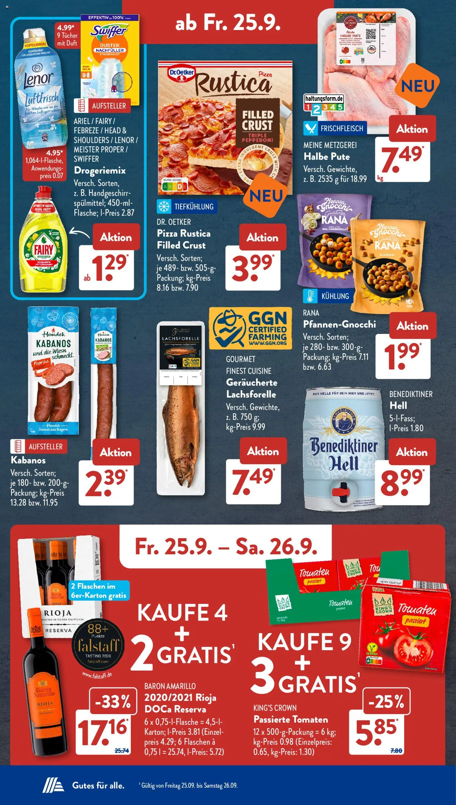 Vorschau von dem Prospekt des Geschäftes Aldi Süd, gültig ab dem 21.09.2026 - Pizza, Gnocchi, Mozzarella, Paprika, Ariel, Swiffer, Tomaten, Lenor