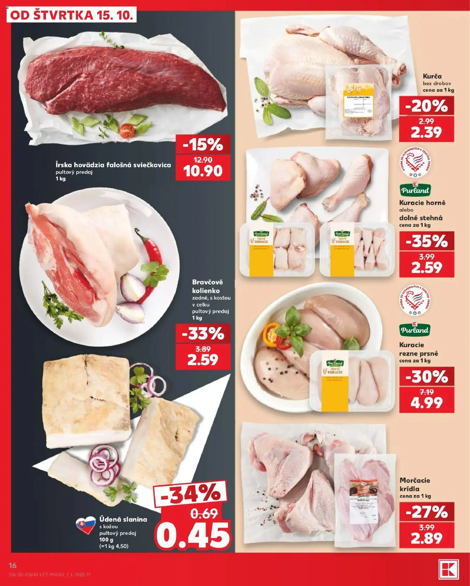 Náhľad Kaufland letáku platného od 15.10.2026 - Slanina, Rezne, Kurča, Stehná