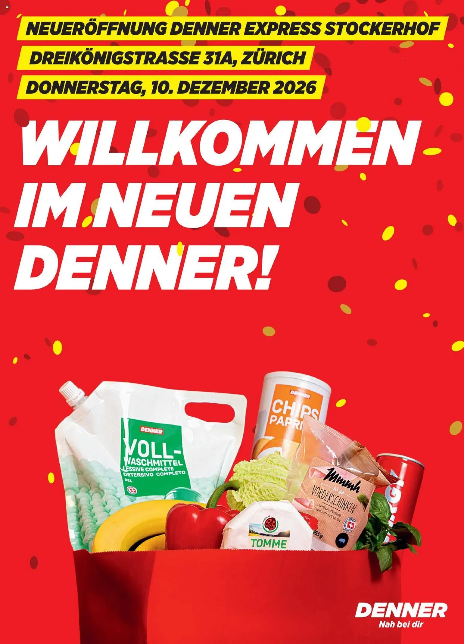 Vorschau des Merkblatts Denner aktionen Zürich vom Shop Denner gültig von 10.12.2026 bis 12.12.2026 - Paprika, Chips, Waschmittel