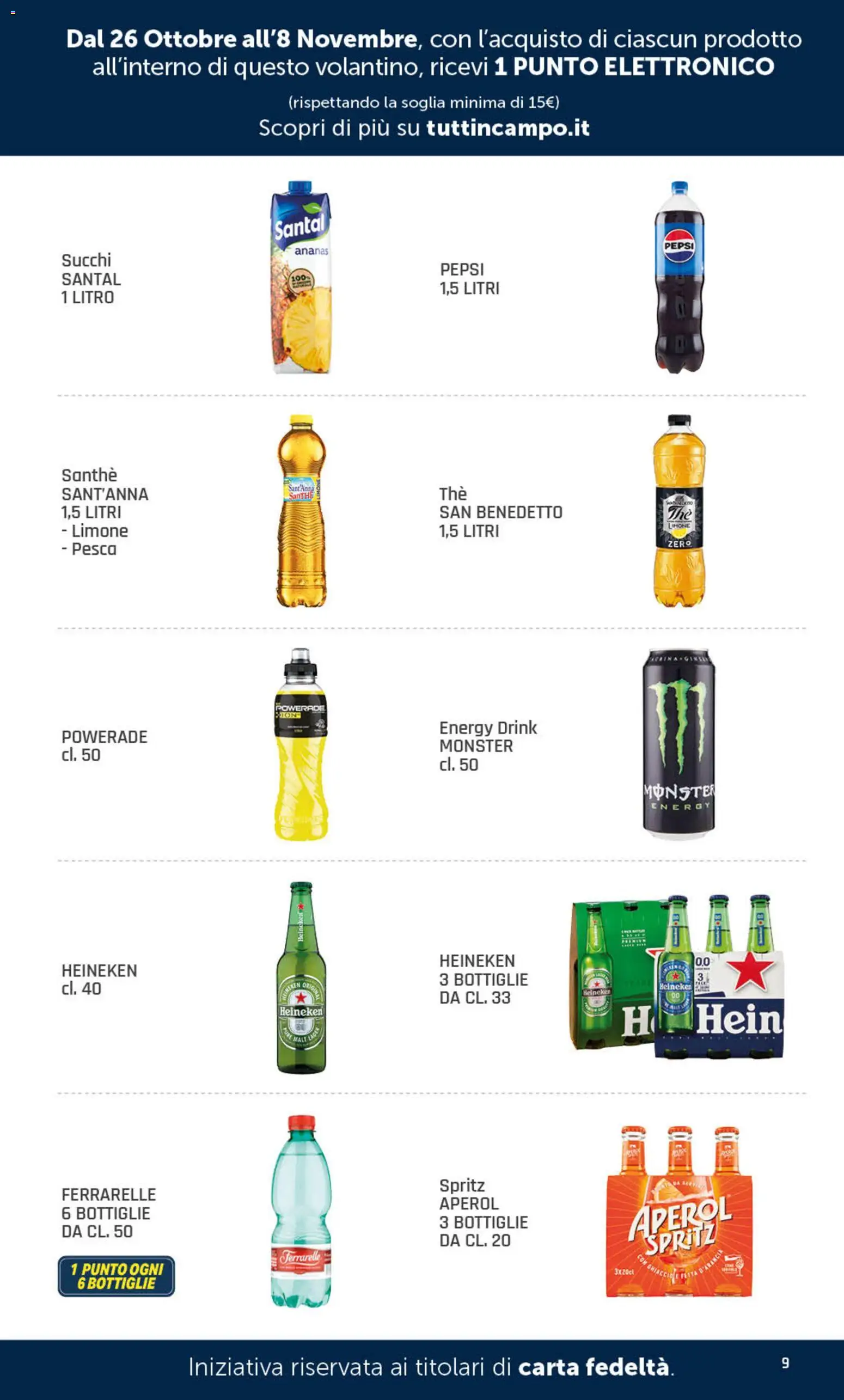 Anteprima dell'opuscolo DOK volantino Tutti in campo dal negozio DOK valido da 26/10/2026 - Limone, Aperol, Pesca, Ananas, Heineken, Ghiaccio, Pepsi, Ferrarelle