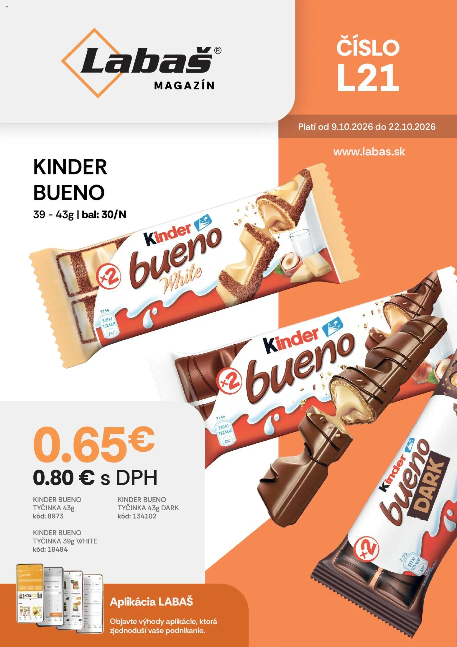 Náhľad Labaš letáku platného od 09.10.2026 - Kinder, Kinder Bueno