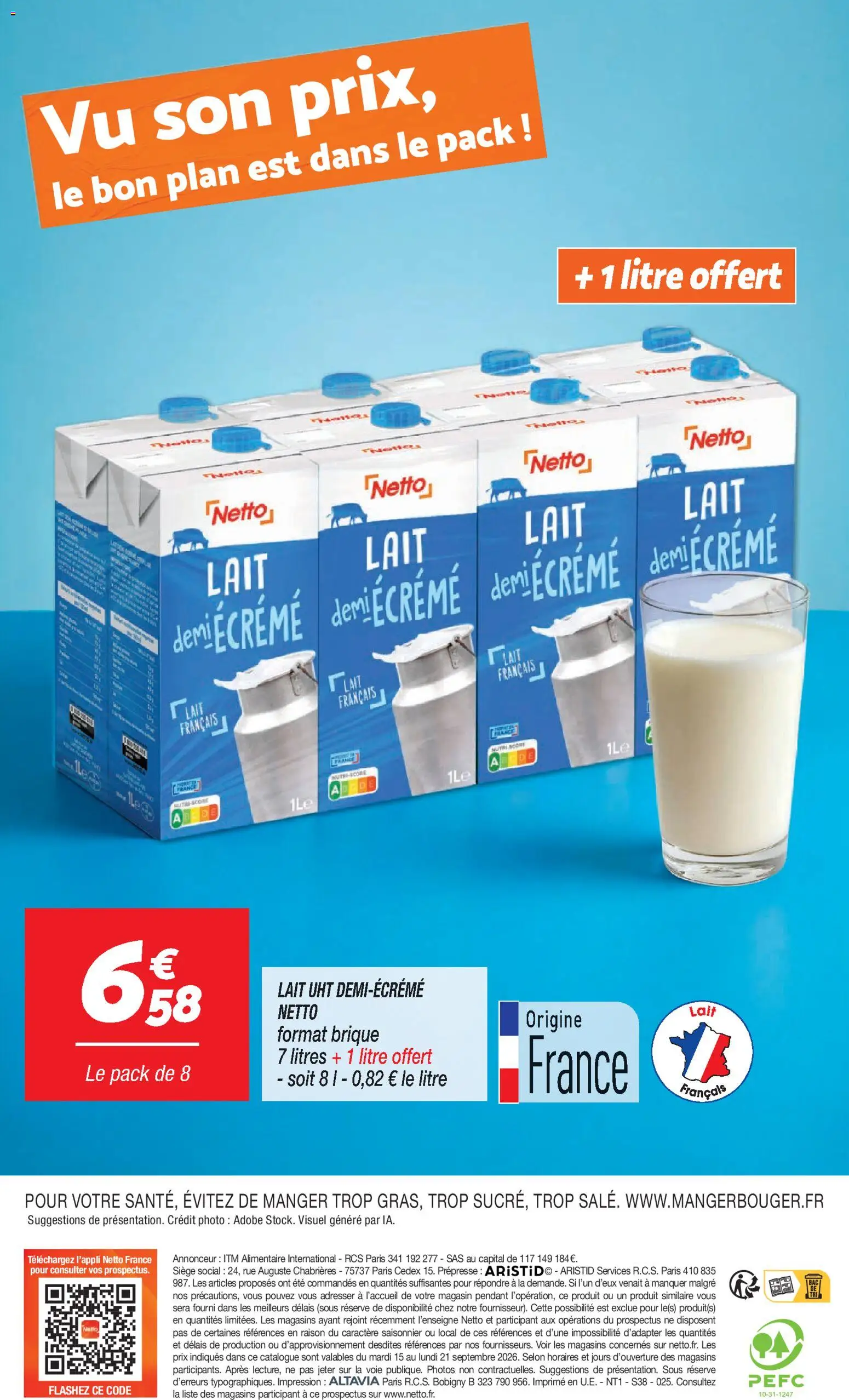 Prévisualisation de Netto 80% sur tous sun du magasin Netto formulaire valide 15/09/2026 - Impression, Lait, Brique