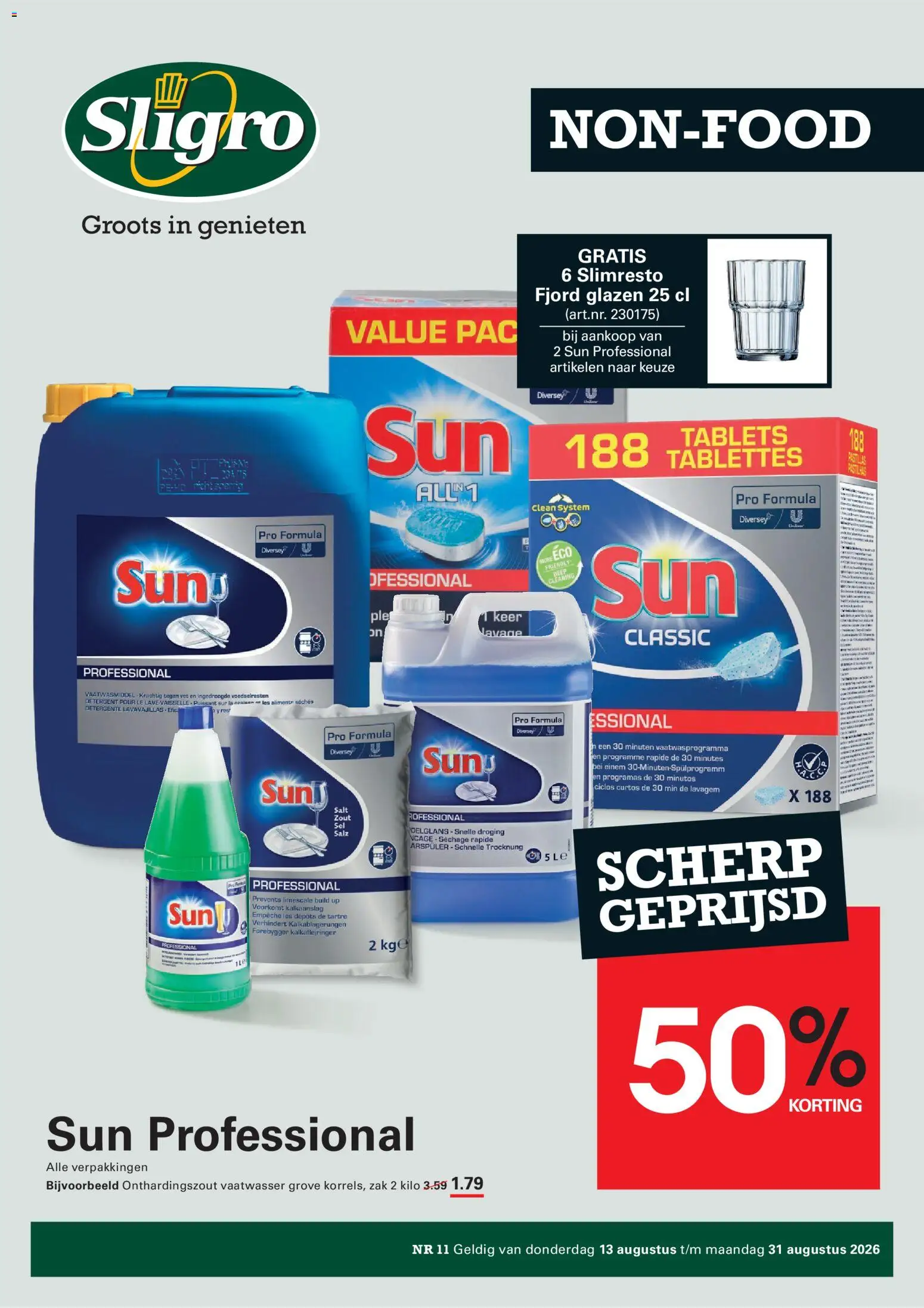 Voorbeeld van Sligro Folder Non-food van winkel Sligro geldig vanaf 13/08/2026 - Vaatwasser, Zak, Vaatwasmiddel