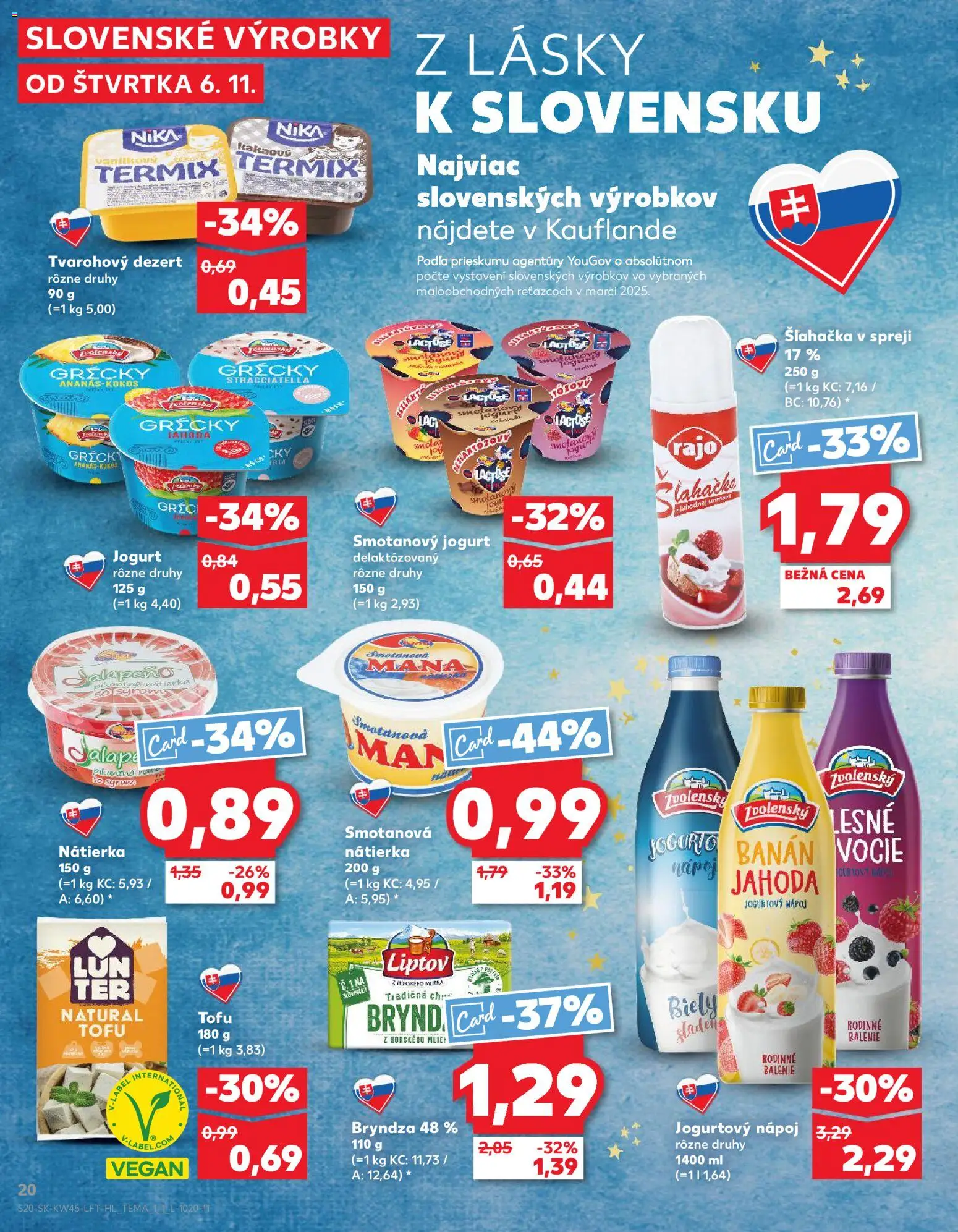 Náhľad Kaufland letáku platného od 06.11.2025 - Bryndza, Tofu, Jogurt, Šľahačka, Nátierka, Ananás
