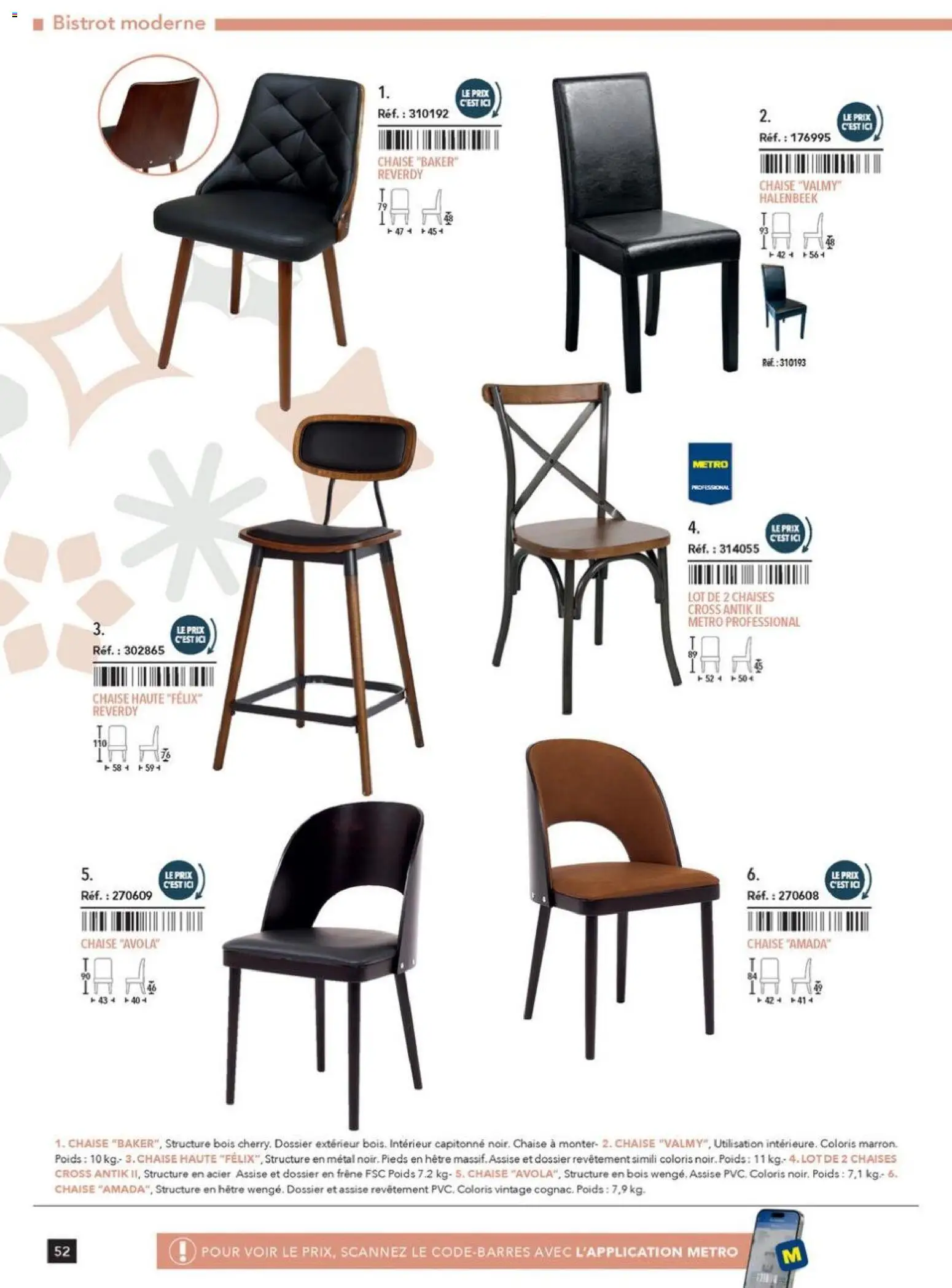 Prévisualisation de Terrasse&salle Collection 2026 du magasin METRO formulaire valide 09/01/2026 - Chaises, Chaise, Chaise haute, Poids