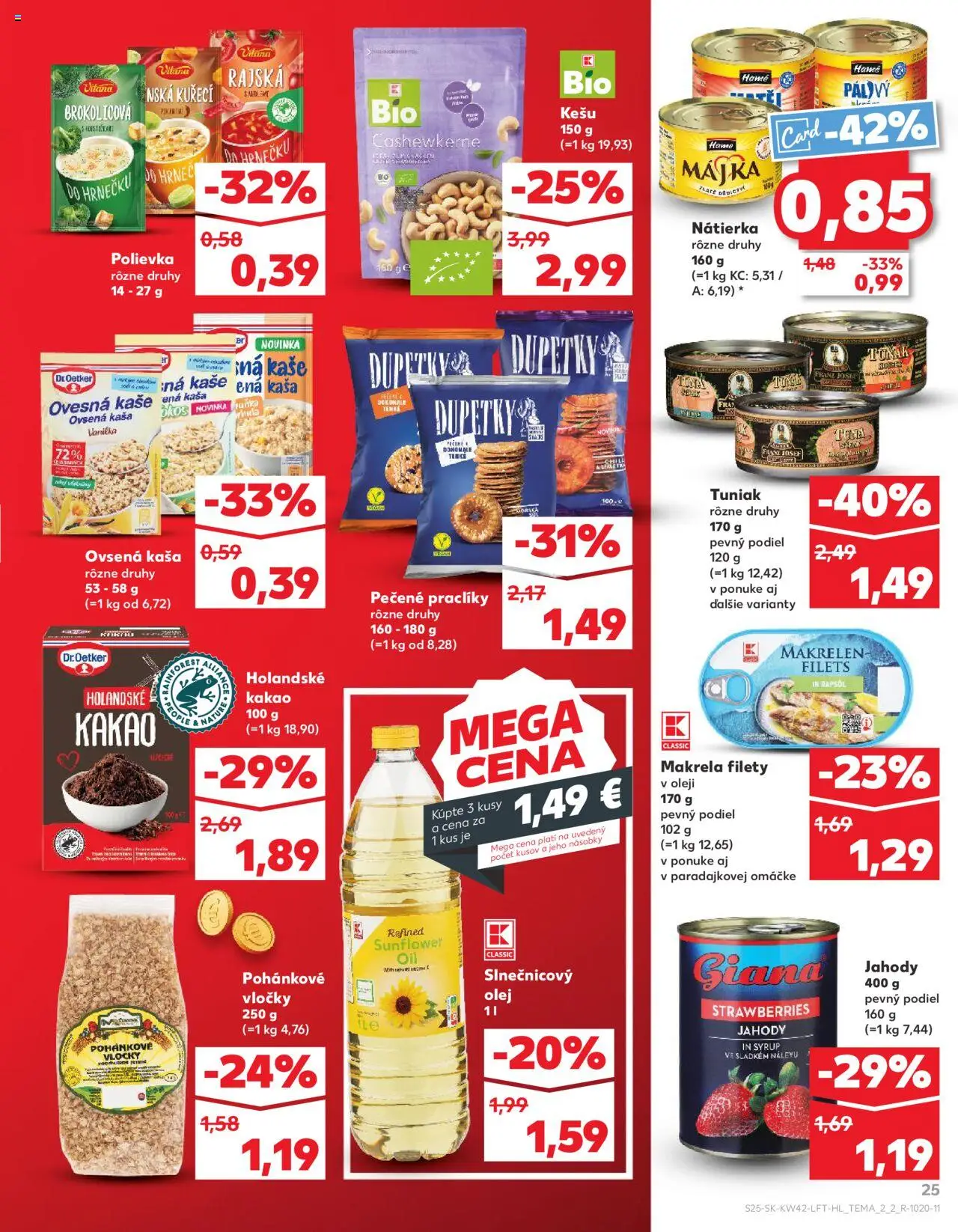 Náhľad Kaufland letáku platného od 16.10.2025 - Olej, Tuniak, Soľ, Vanilka, Vločky, Kešu, Slnečnicový olej, Holandské kakao