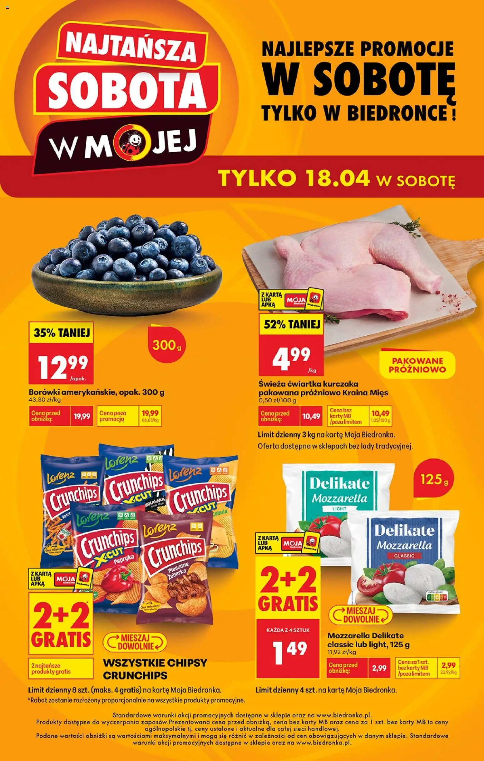 Náhled nabídky: Biedronka Polsko Biedronka Polsko leták - Najtańsza sobota platný od 18.04.2026 - Mozzarella, Karty, Chipsy