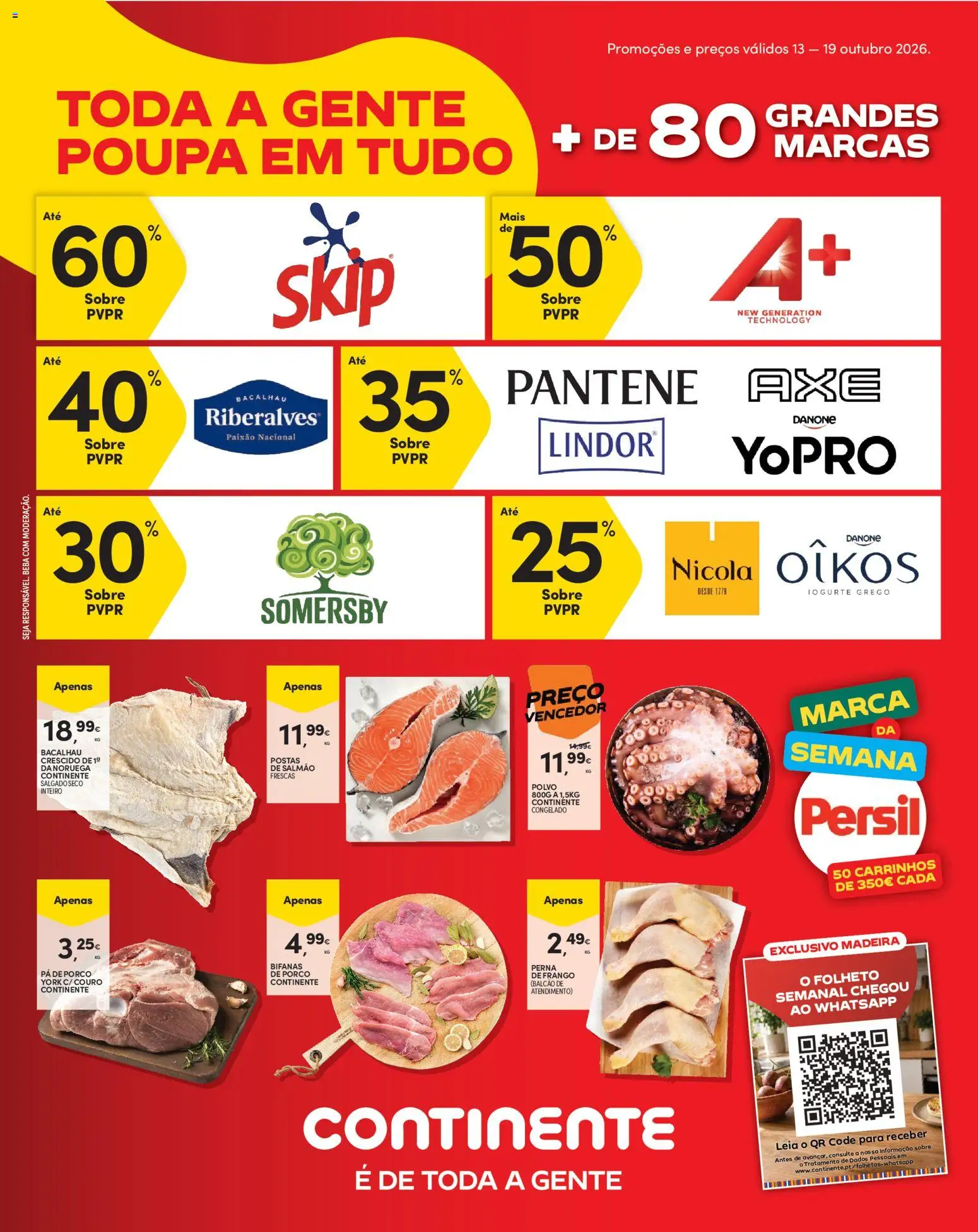 Pré-visualização do folheto da loja Continente válida a partir de 13/10/2026 - Bacalhau, Frango, Pá, Polvo, Iogurte, Iogurte grego, Pá de porco, Persil