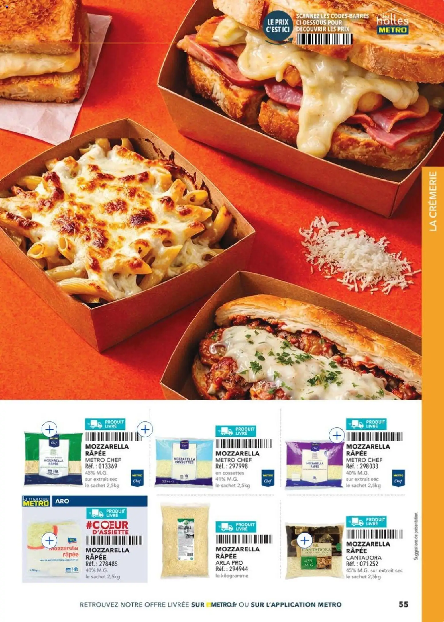 Prévisualisation de METRO - Restauration rapide du magasin METRO formulaire valide 14/04/2026 - Livre, Mozzarella, Mozzarella râpée